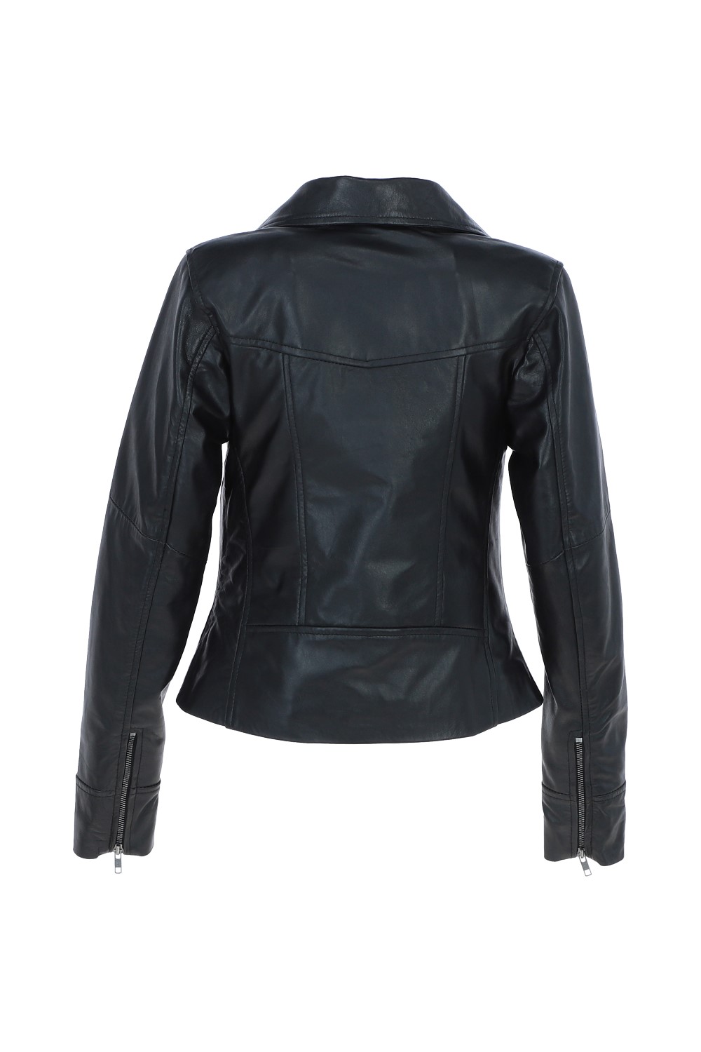Black 'Eva' Leather Biker Style Jacket Women Coat, Image 4 of 5