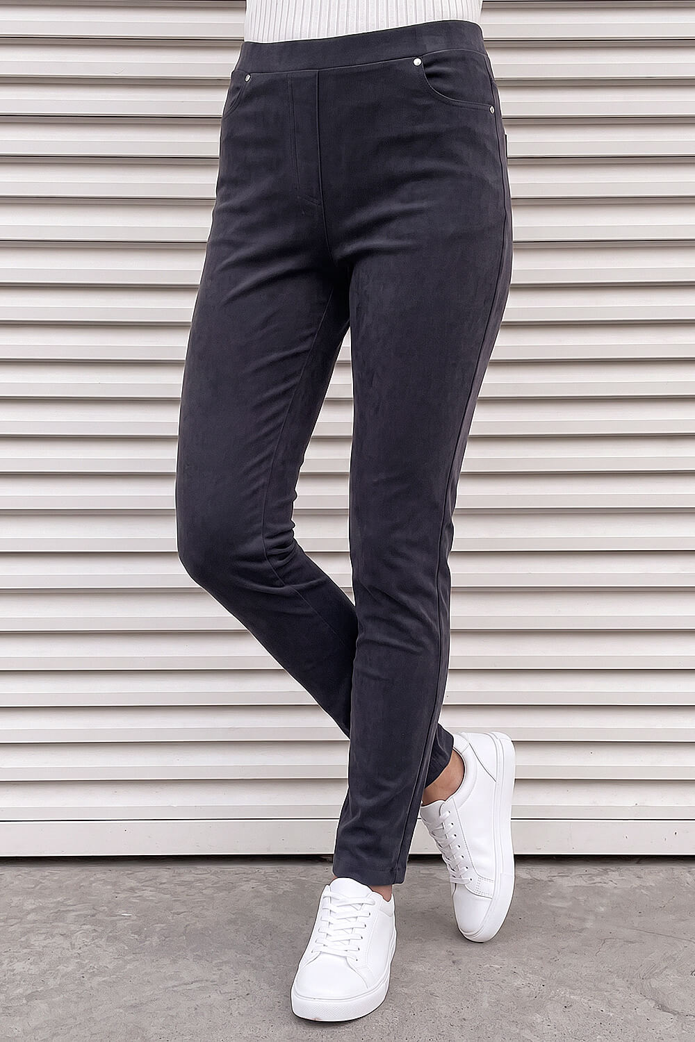Roman Women's Navy Corduroy Straight Leg Trouser Size 12