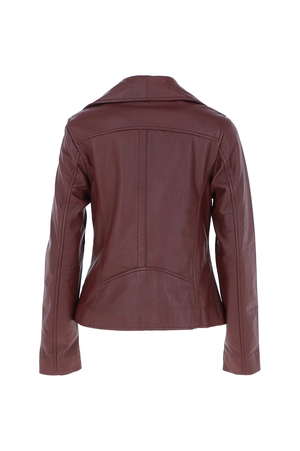 Wine 'Isabella' Real Leather Wide Collar Biker Jacket, Image 4 of 5