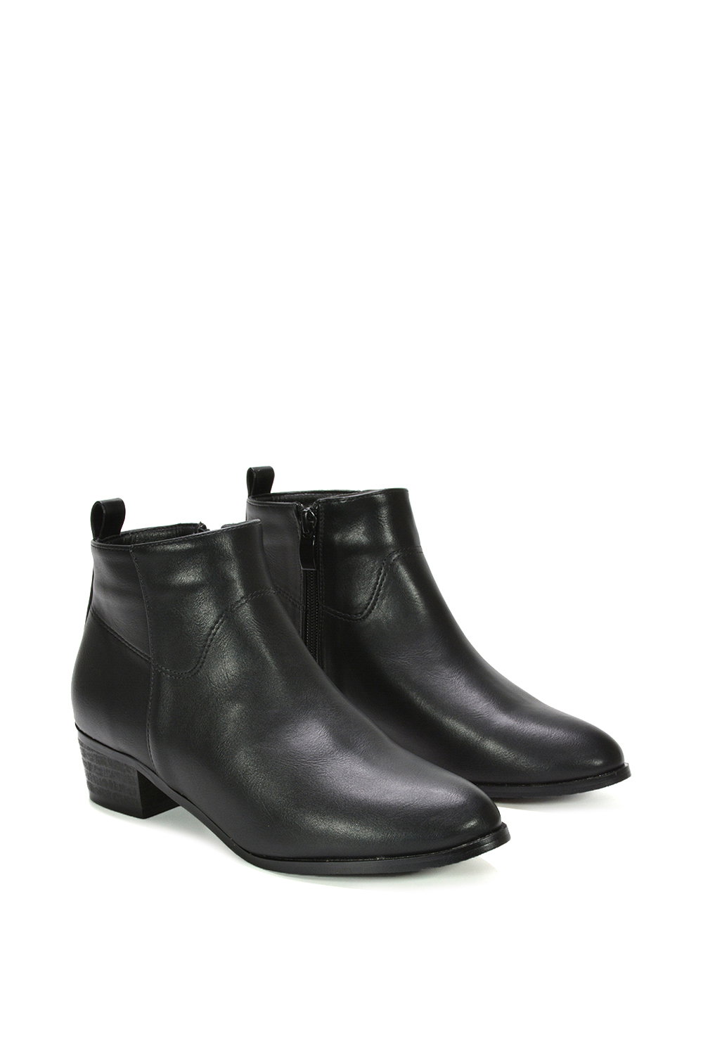 Black 'Melodie' Zip Up Cowboy Ankle Boots With Low Block Heel, Image 5 of 6