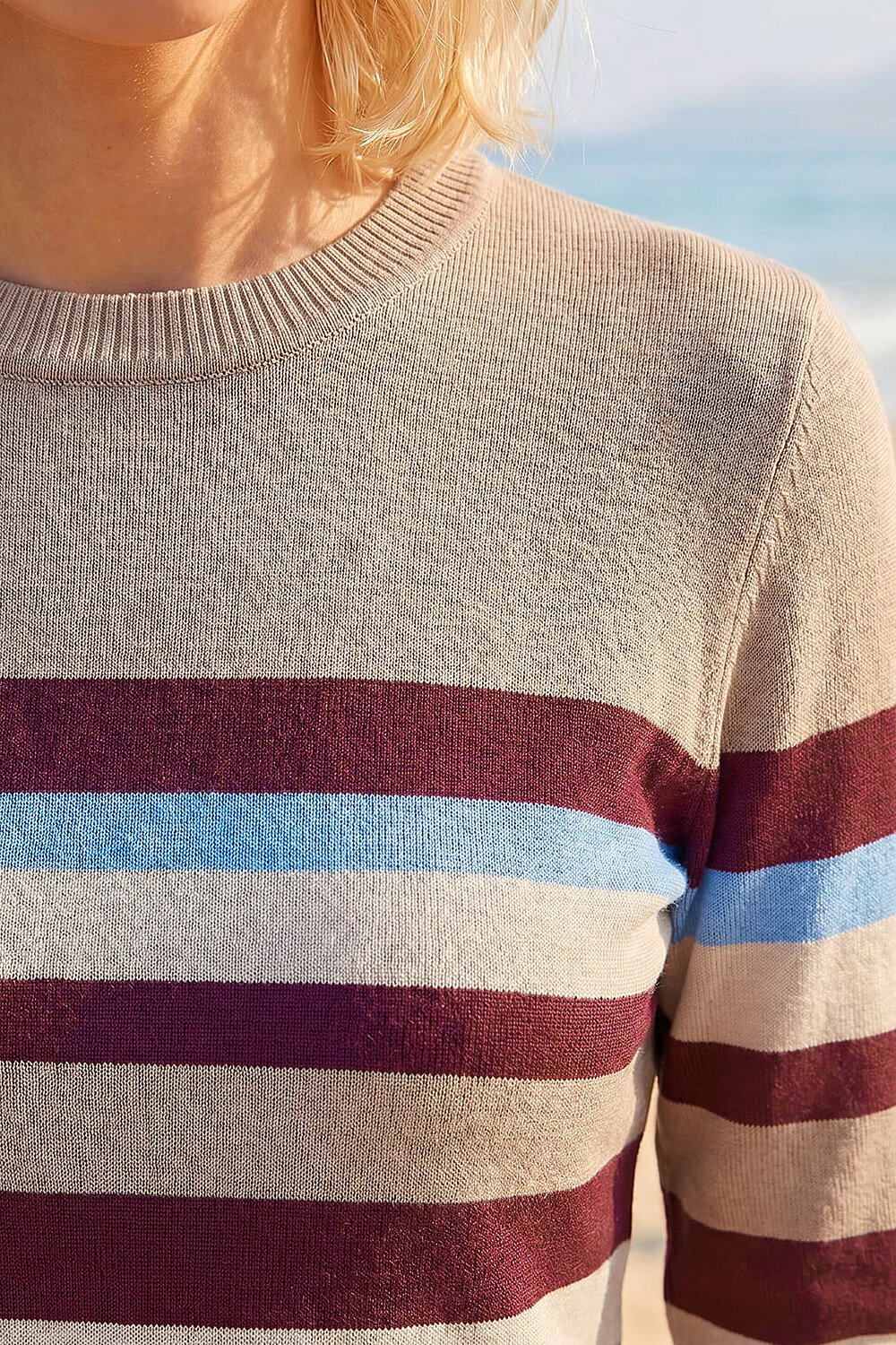 Wine Petite Stripe Jumper, Image 5 of 4