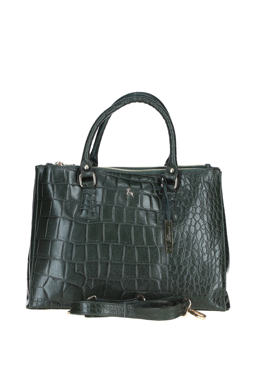 Green Ashwood Leather Green 'Lucido Tesoro' Three Section Real Leather Bag, Image 1 of 4