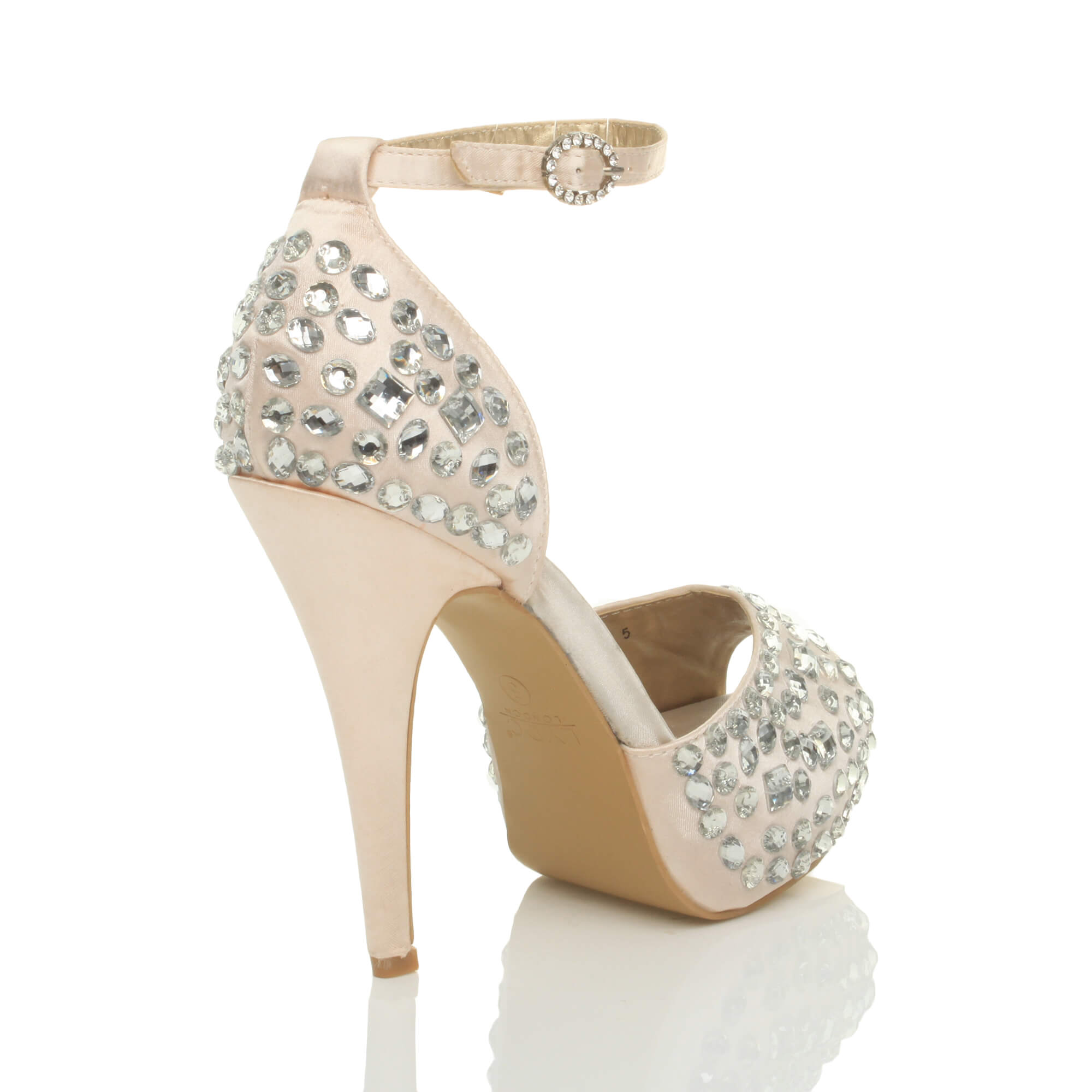 High Heel Gem Ankle Strap Peep Toe 2 Part Heels, Image 4 of 5