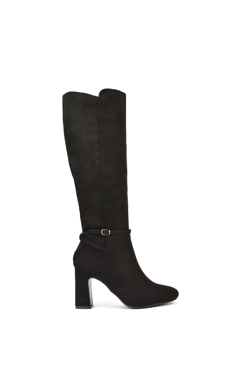 Black 'Olly' Knee High Boots With Block Mid Heel, Image 1 of 5
