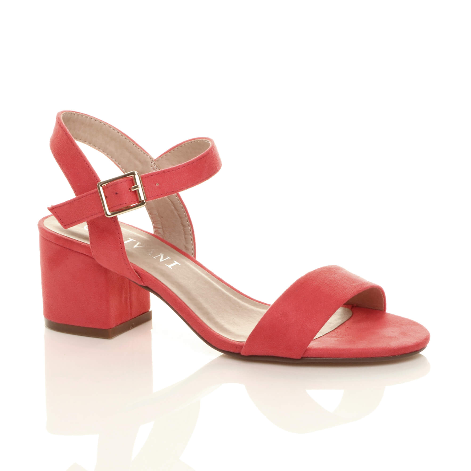 Purple Mid Block Heel Strappy Sandals