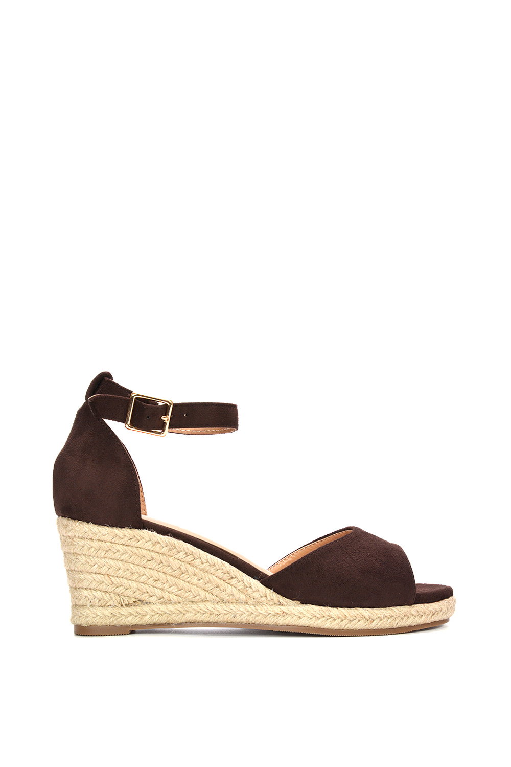 Brown 'Angelica' Strappy Espadrille Wedge Heel Sandals With Peep Toe, Image 1 of 6