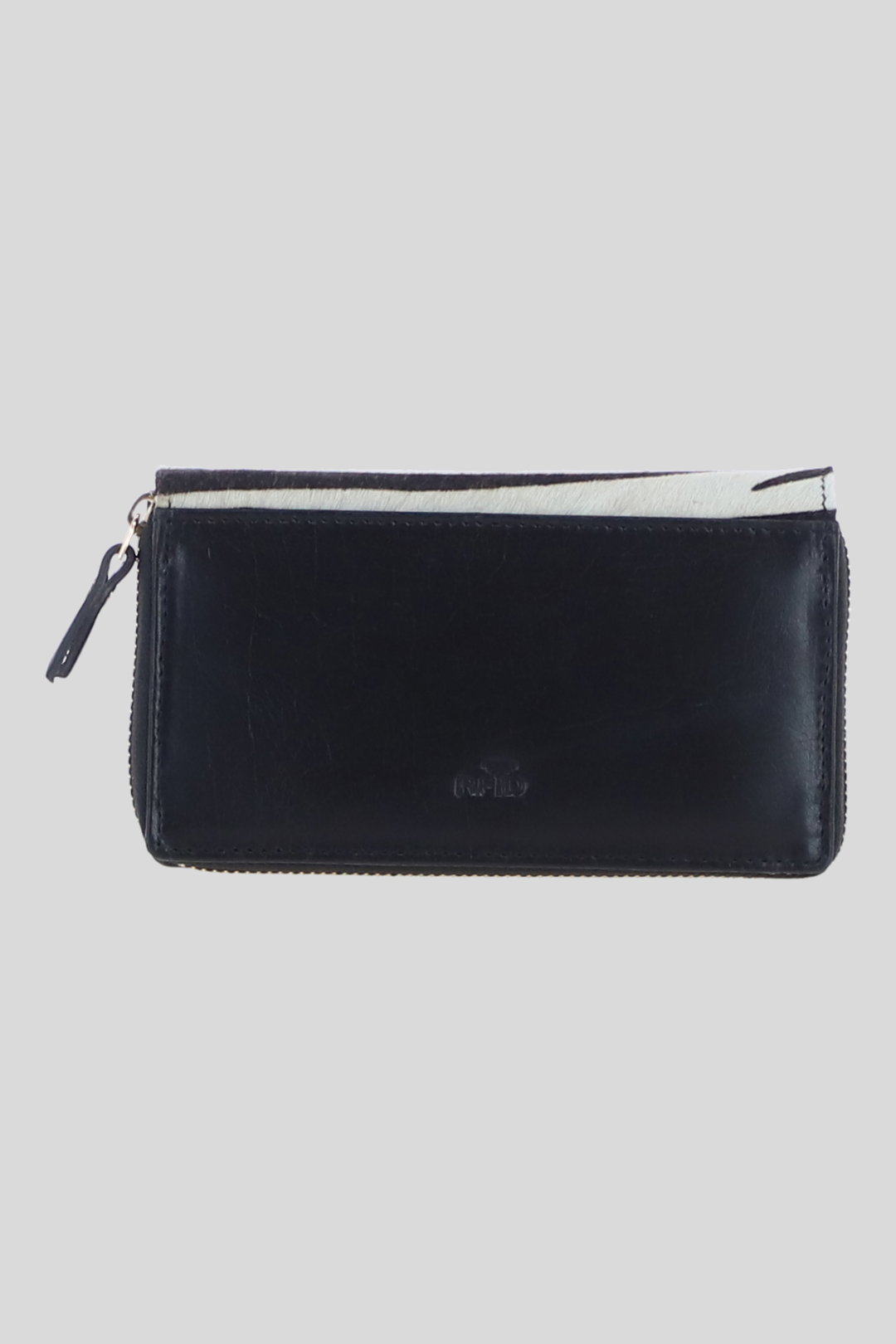 Black Hair-On Real Leather RFID Zip-Around Purse, Image 3 of 3