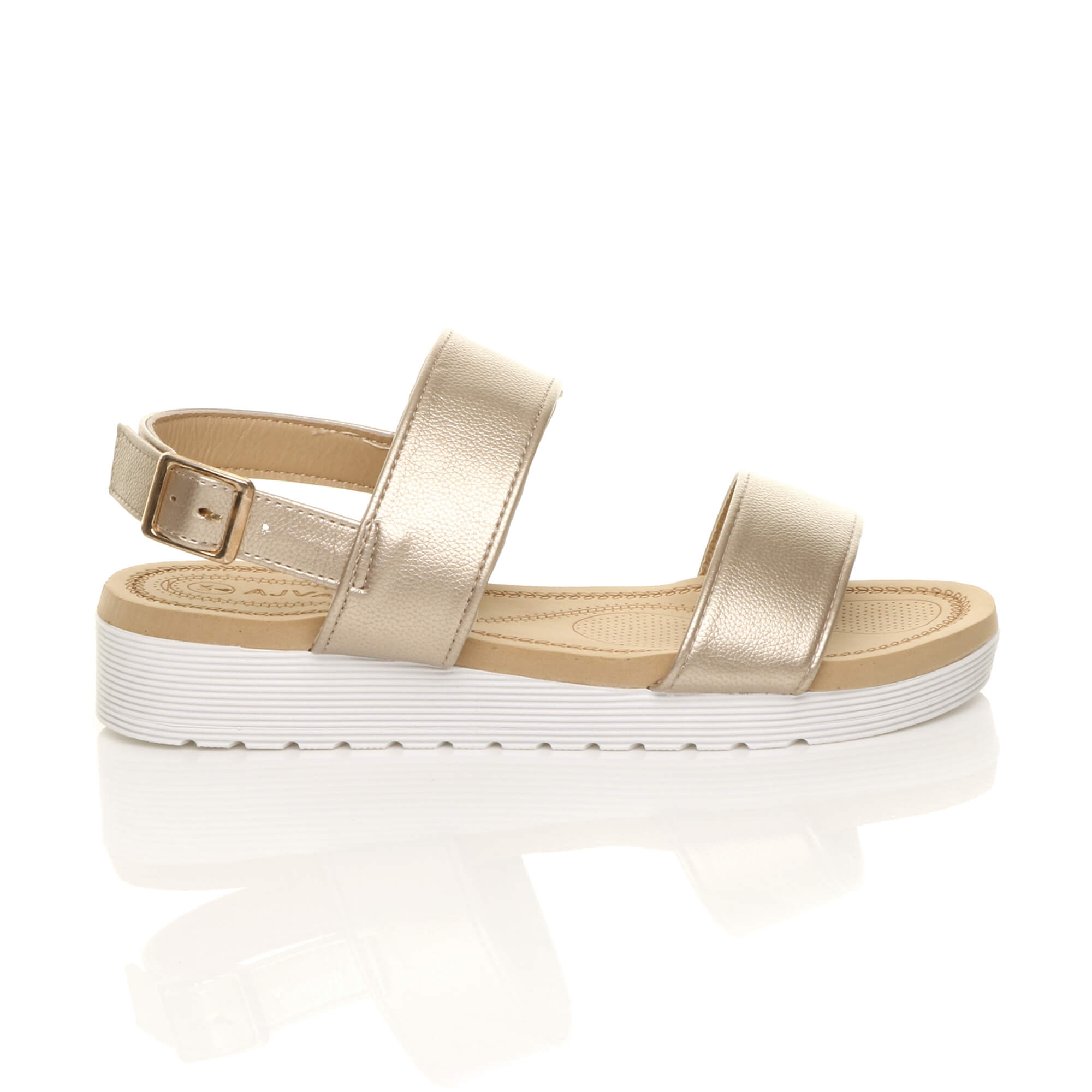 Gold AJVANI Gold Flatform Strappy Sandals, Image 2 of 6
