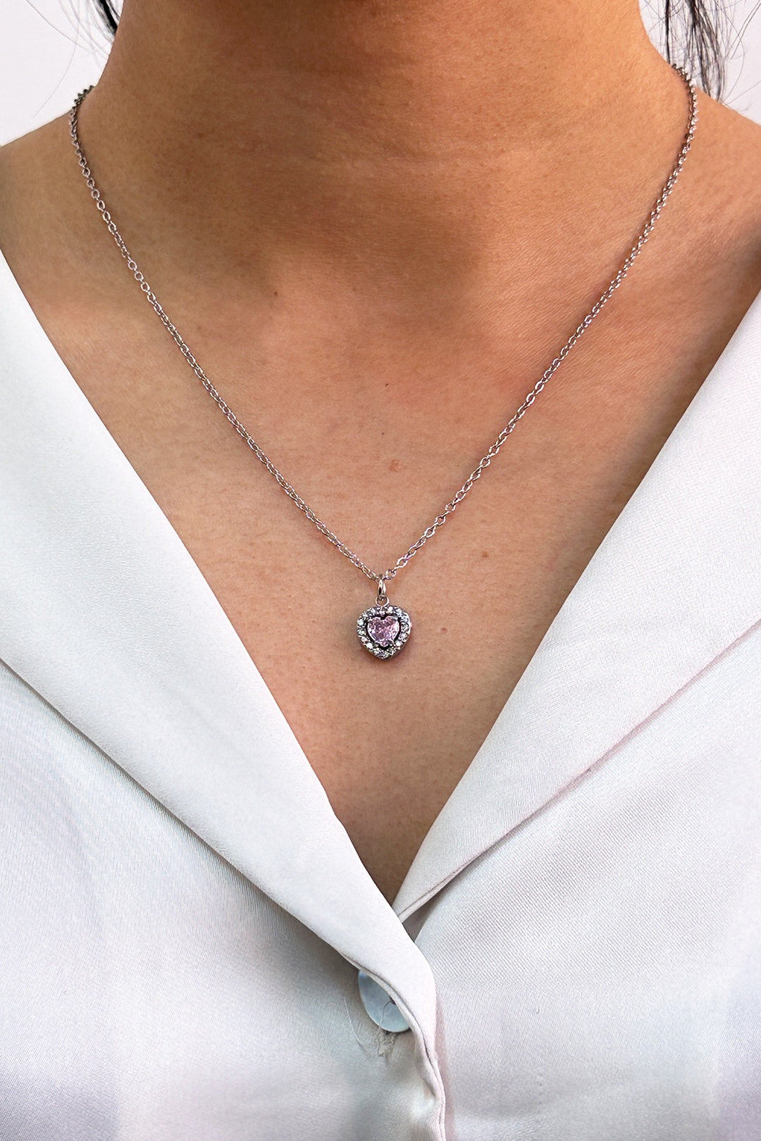 Pink Crystal Heart Pendant Necklace - Gift Boxed, Image 1 of 5