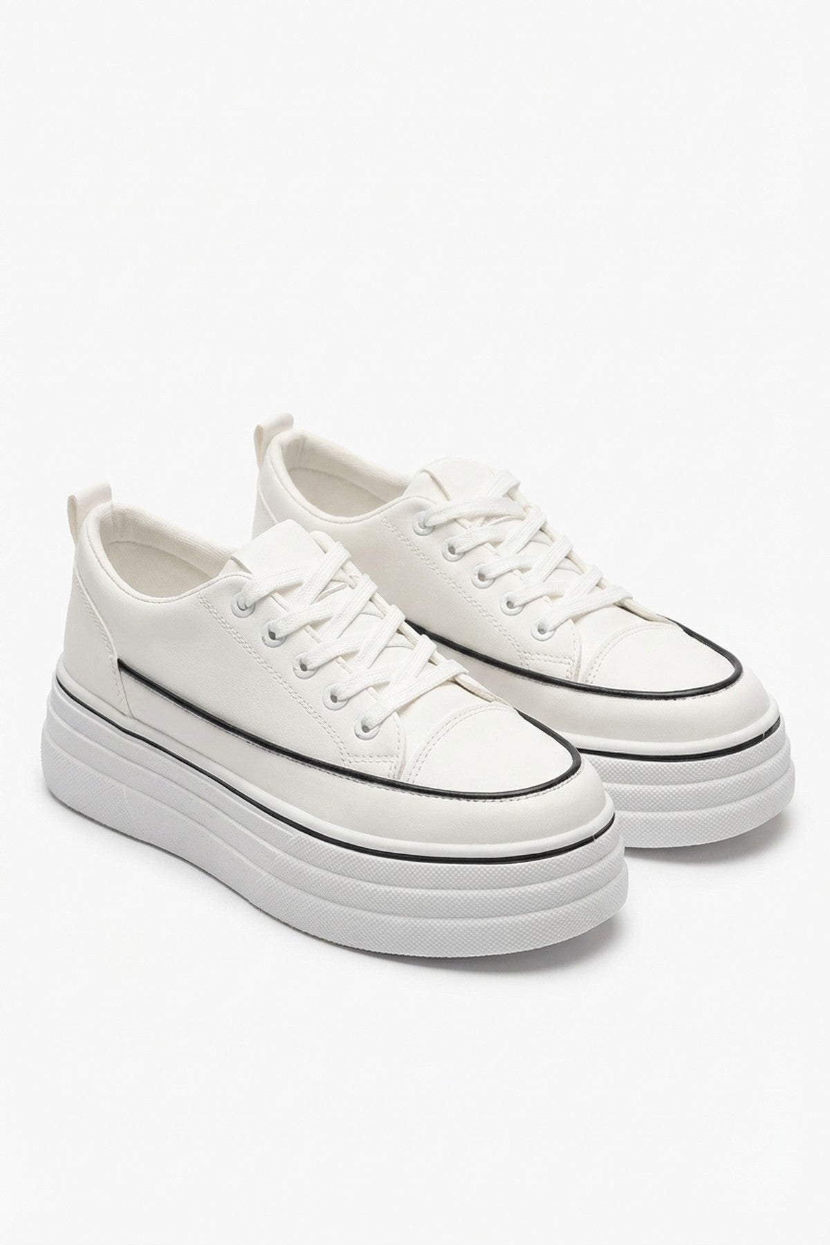 White Breanna Platform Wedge Lace Up Trainers, Image 7 of 8