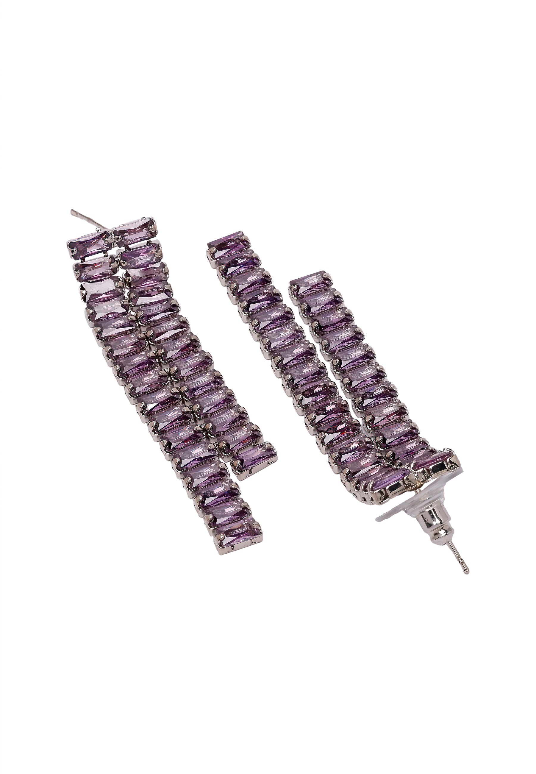 Lilac Diva Asymmetric Dangler Earrings, Image 3 of 5