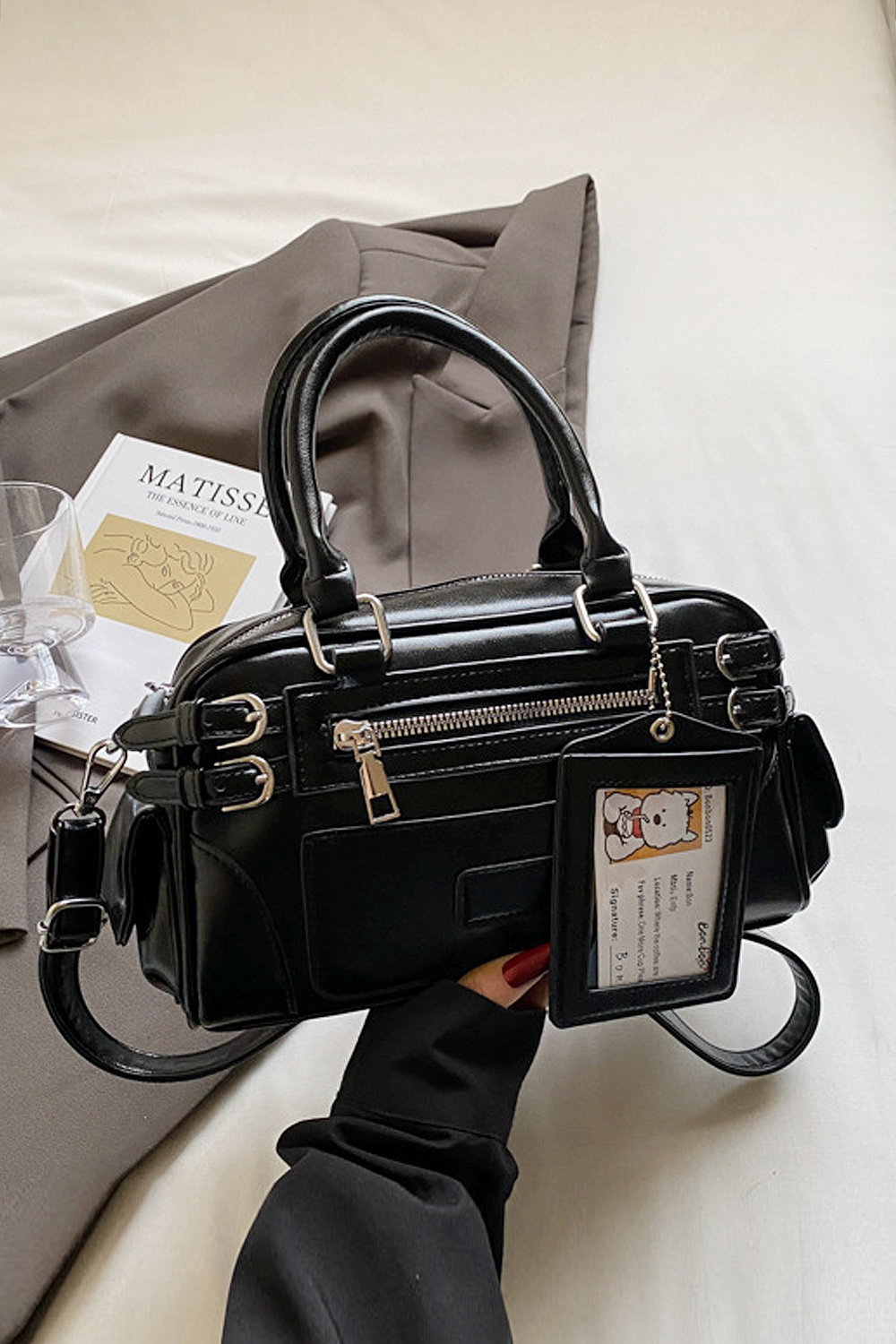Pink 'Faye' Small Zip Crossbody Tote Bag With Handle