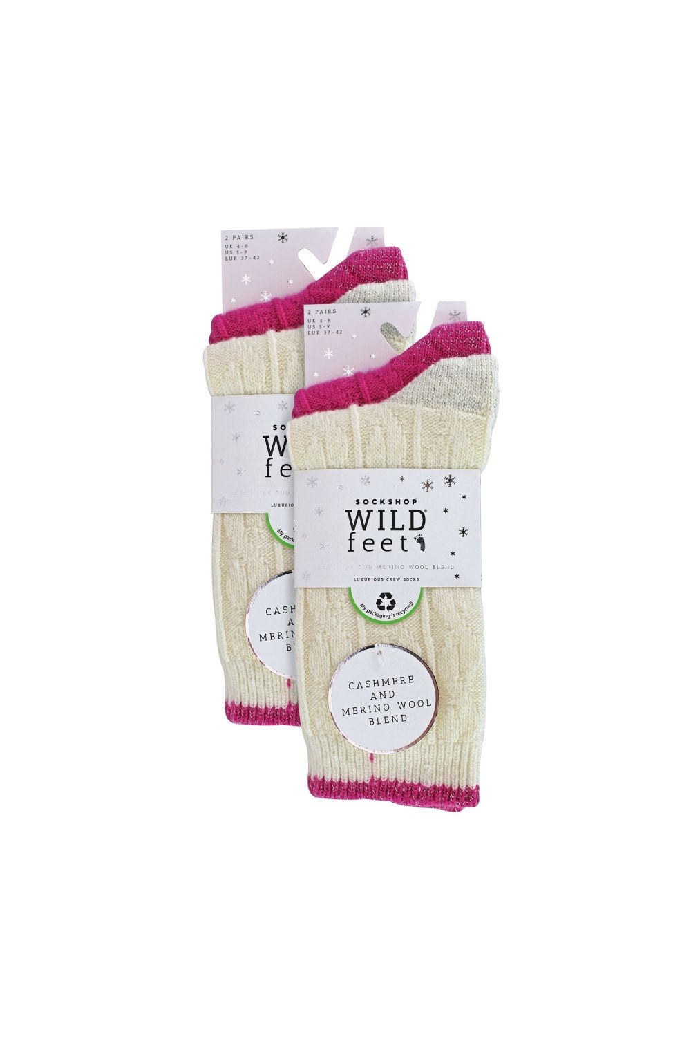 Cream 4 Pairs Cable Knit Glitter Socks, Image 2 of 3