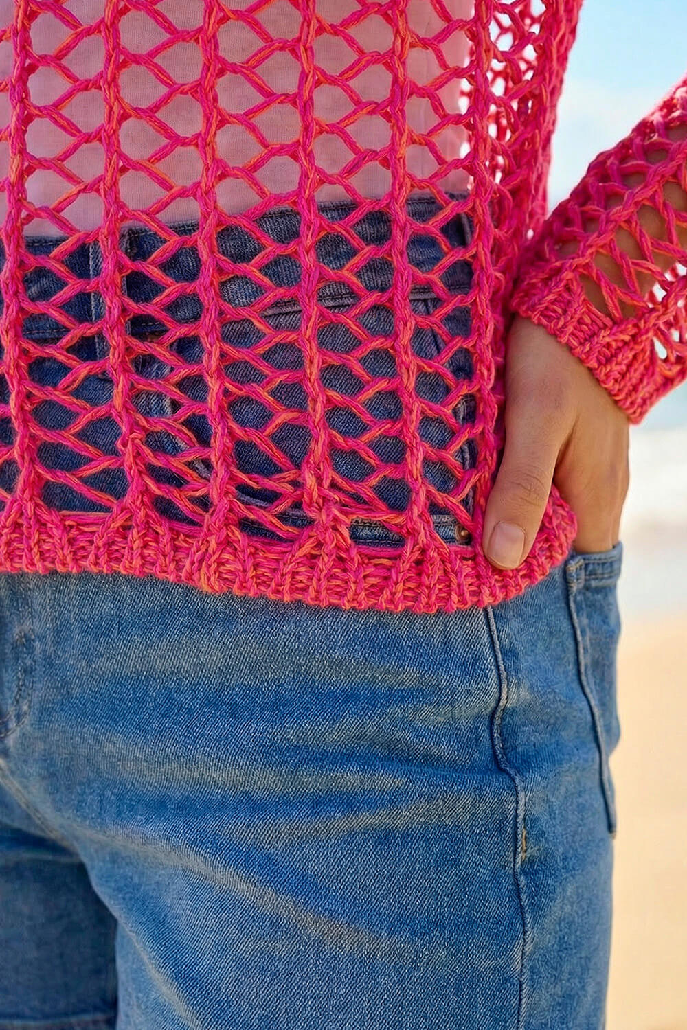 Pink Open Knitted Jumper, Image 5 of 4