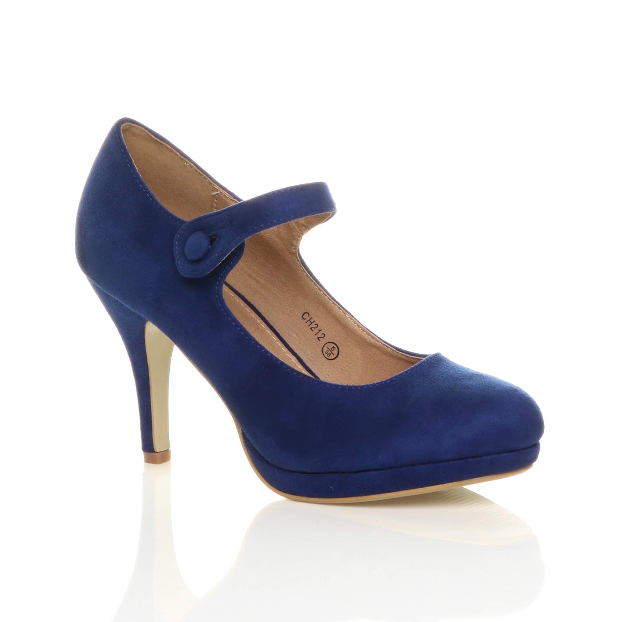 Royal Blue AJVANI Royal Blue High Heel Mary Jane Court Shoes, Image 1 of 6