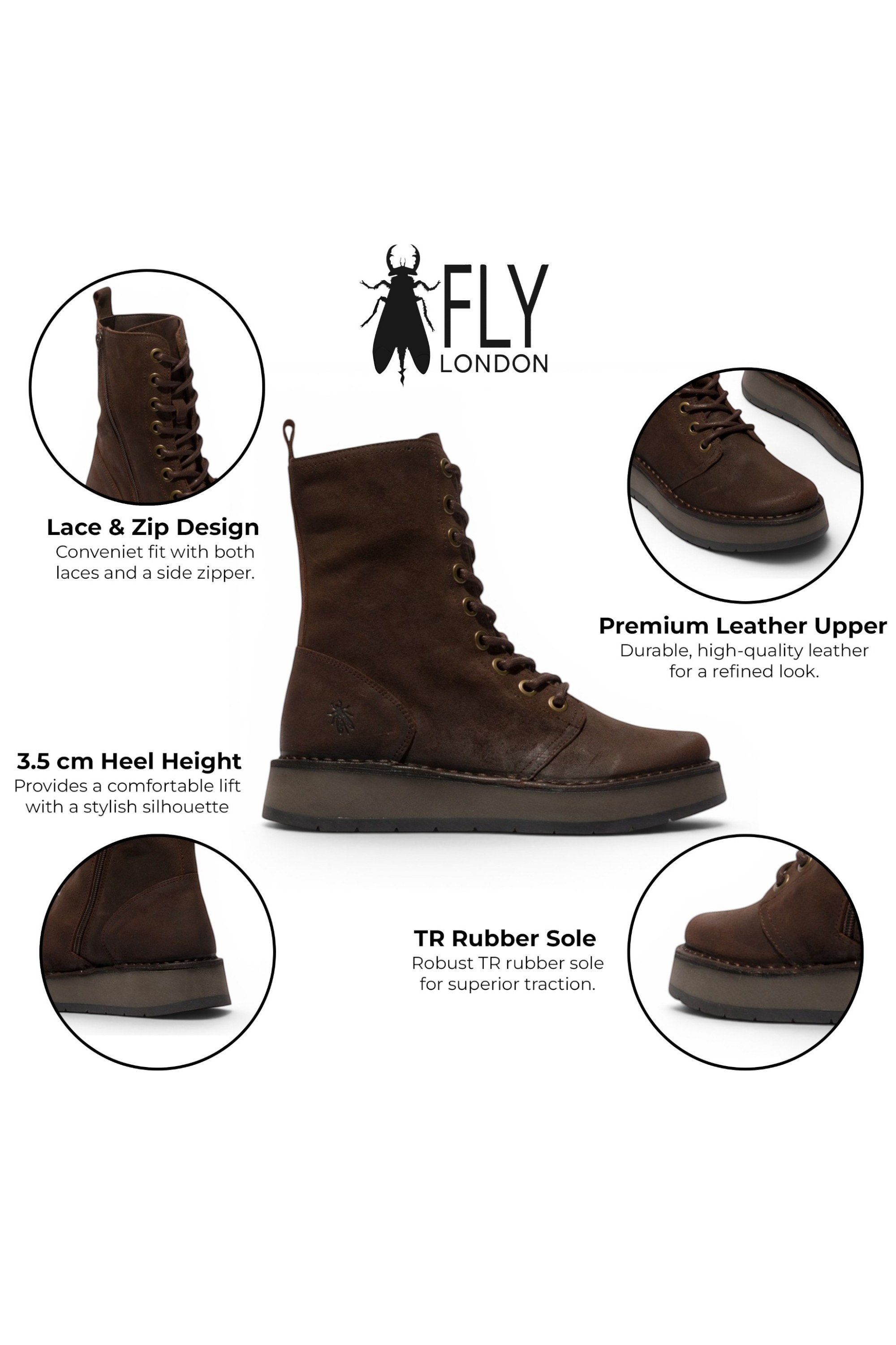 Dark Brown Womens Suede Leather Boot-RAMI037, Image 3 of 5