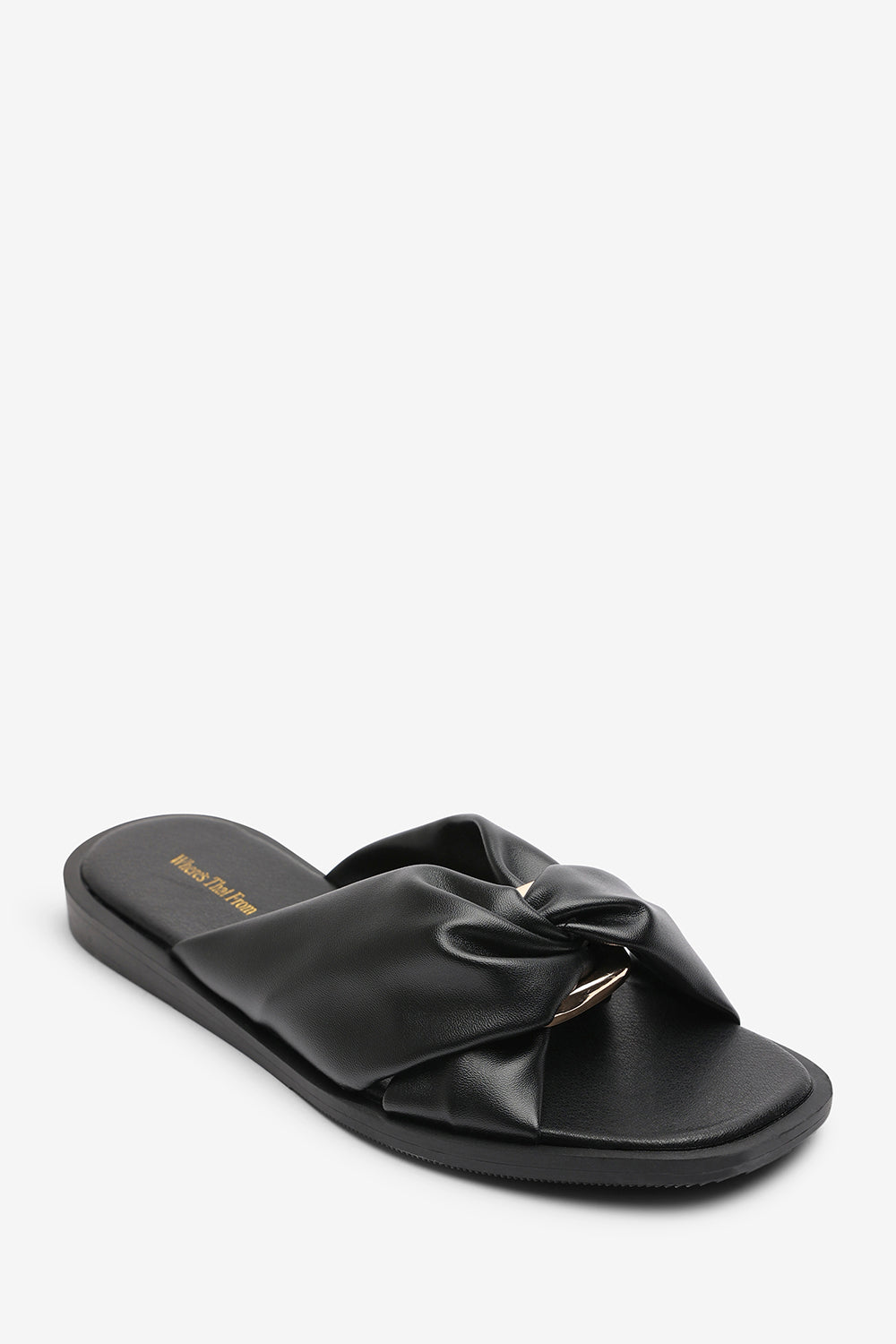Black Brooklyne Twist Open Toe Slide On Sandals, Image 3 of 6