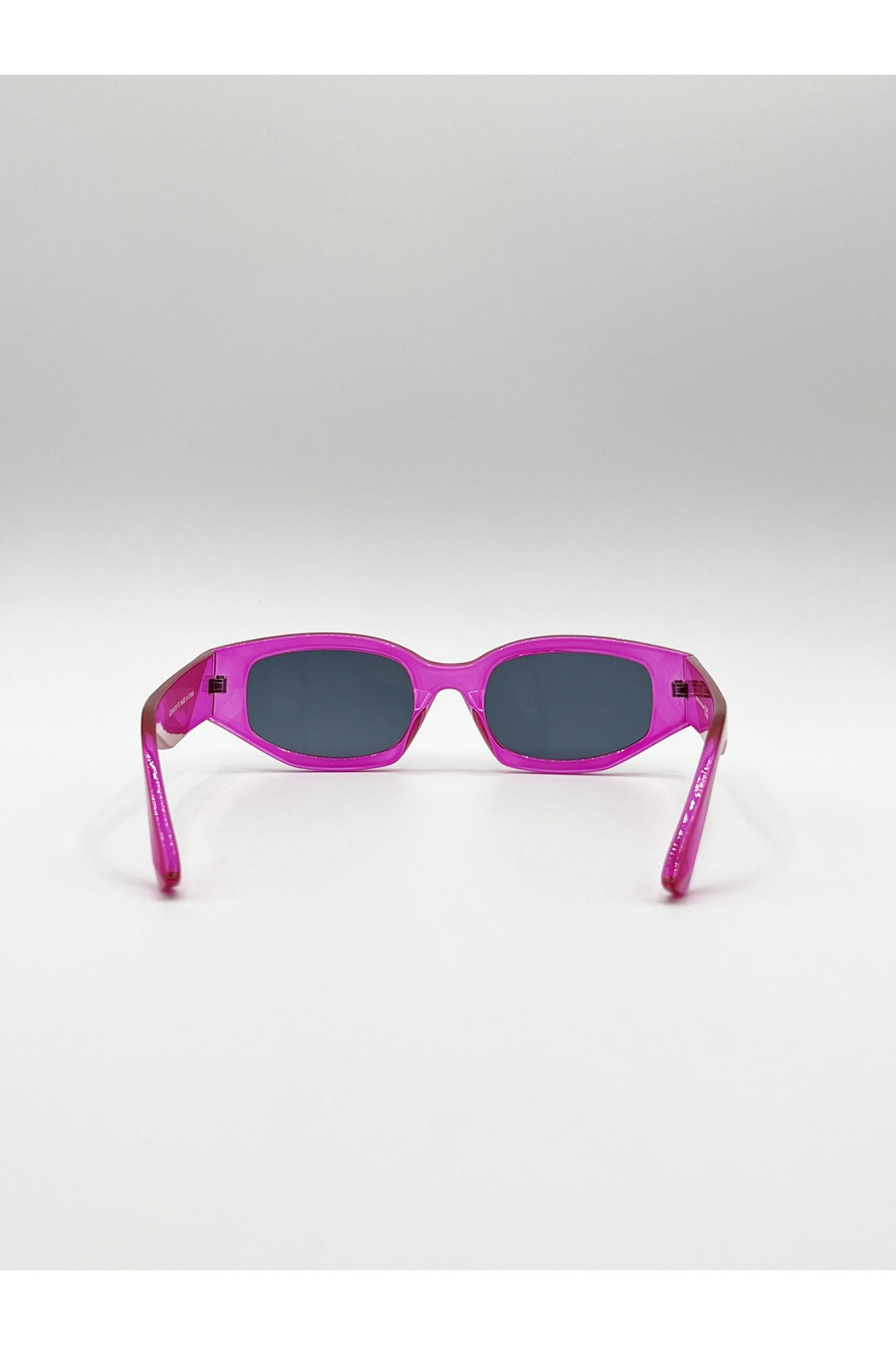 Pink Angular Sunglasses in Translucent Hot Pink, Image 5 of 6