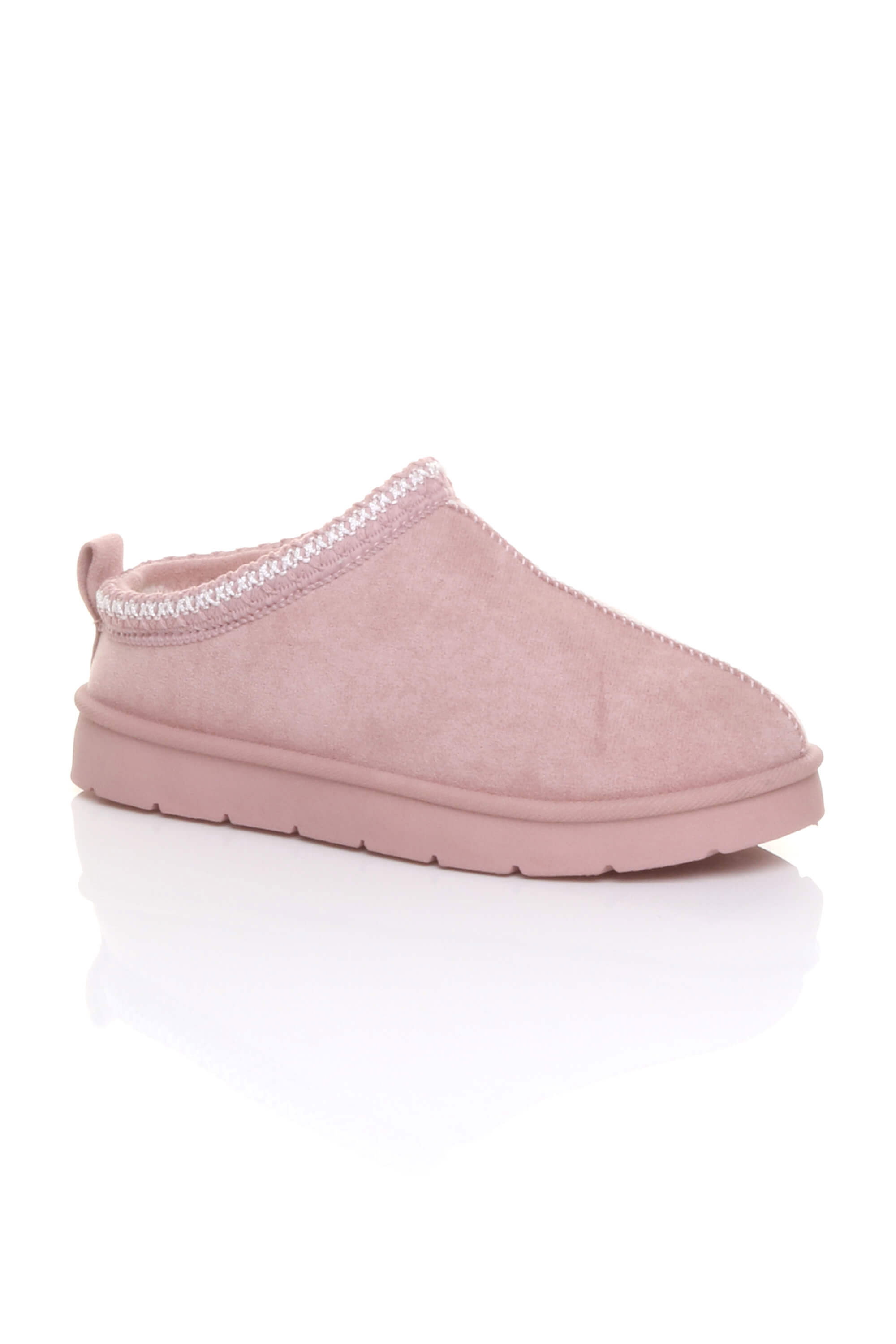 Pink Faux Fur Lined Comfy Aztec Embroidered Ultra Mini Booties Slippers, Image 5 of 6