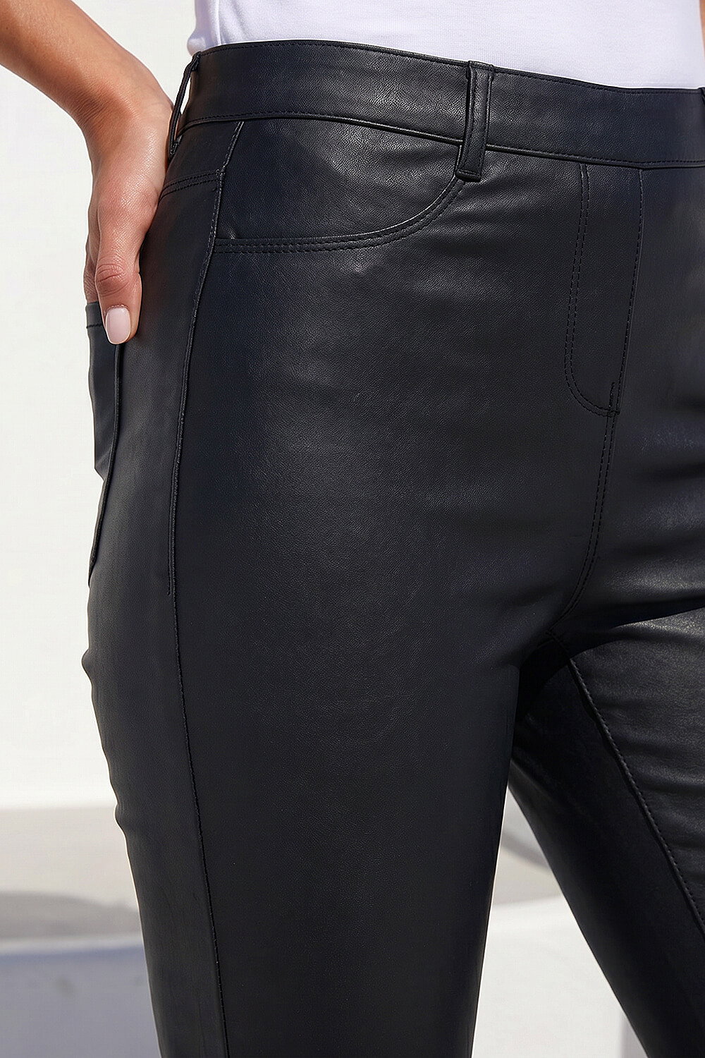 Black Metallic Coated Crop Jeggings, Image 5 of 4