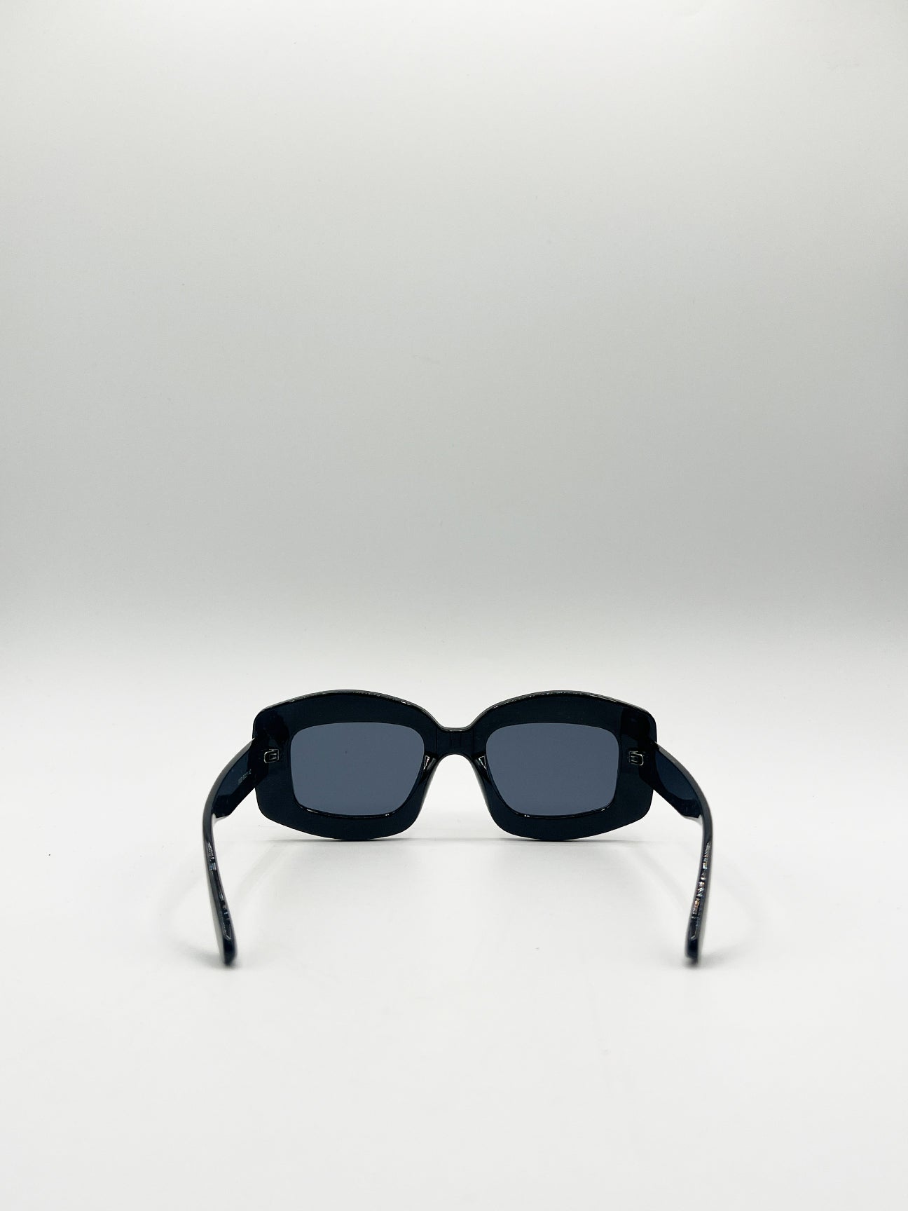 Black Oversized Rectangle Sunglasses in Black, Image 5 of 6