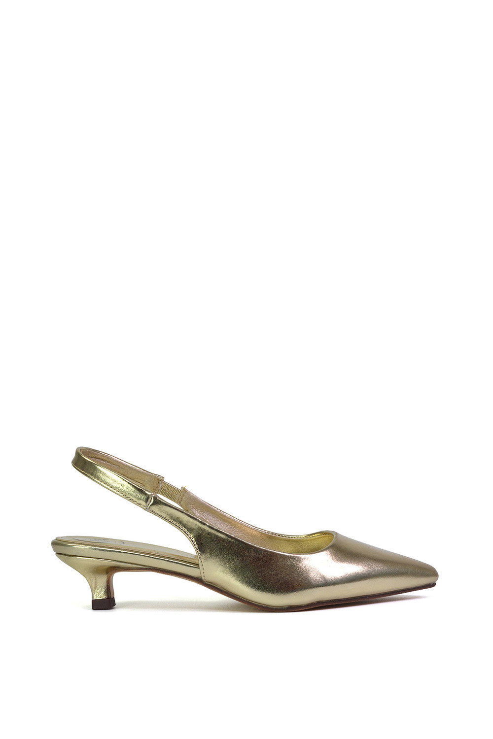Black 'Avalone' Pointed Toe Sling Back Kitten Heel Sandals