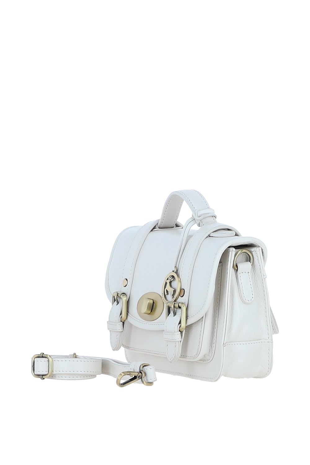 White Ashwood Leather White Stylish Real Leather Medium Satchel Bag, Image 2 of 4
