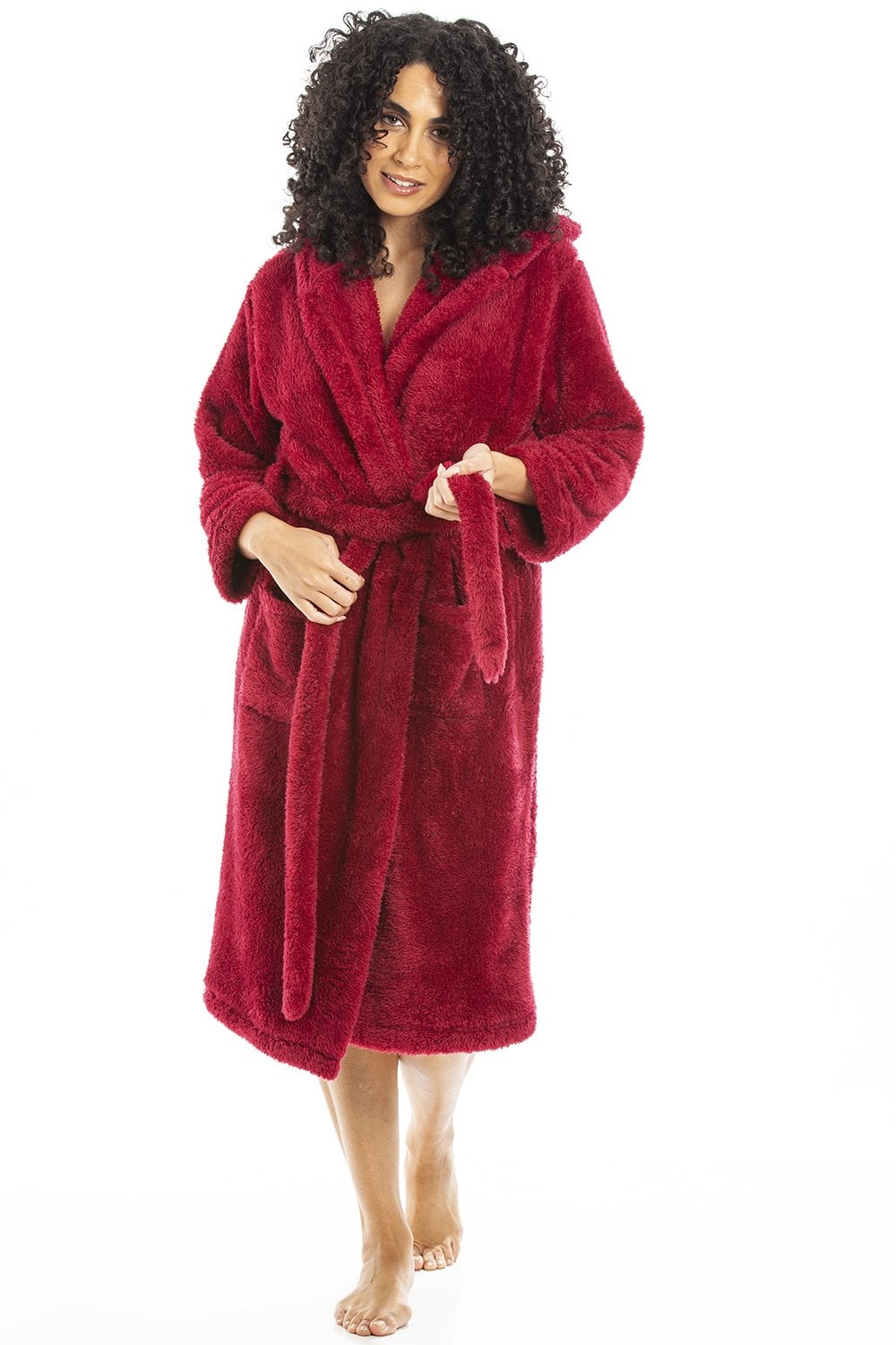 Magenta Super soft Fleece Hooded Robes, Image 1 of 5