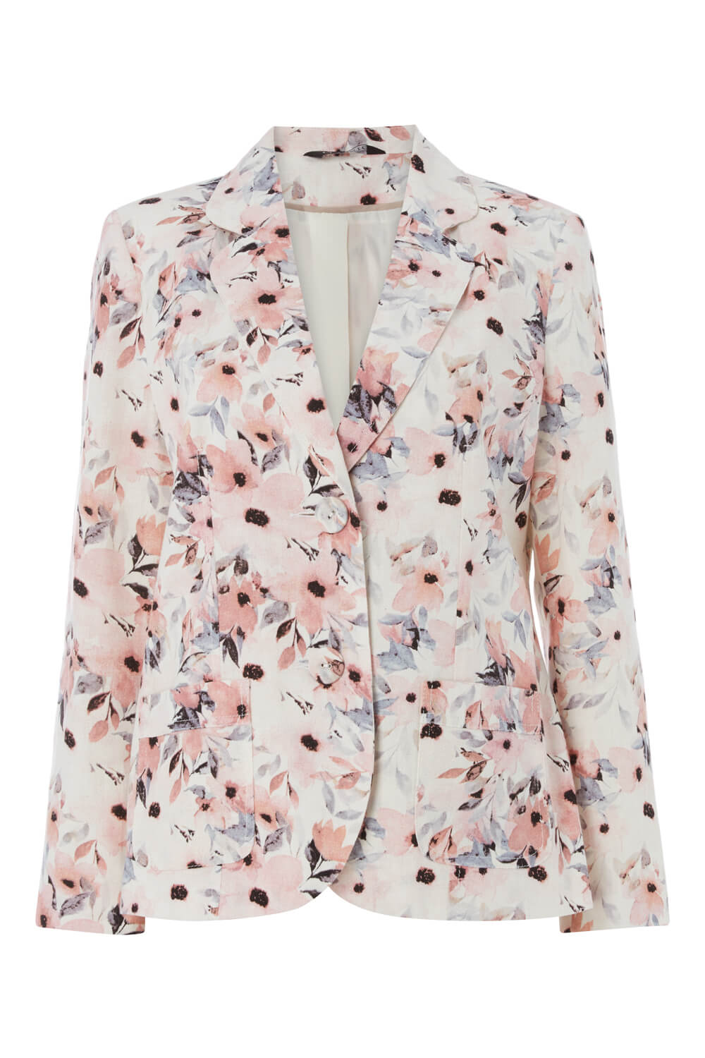 Ivory Pastel Linen Floral Jacket, Image 5 of 4