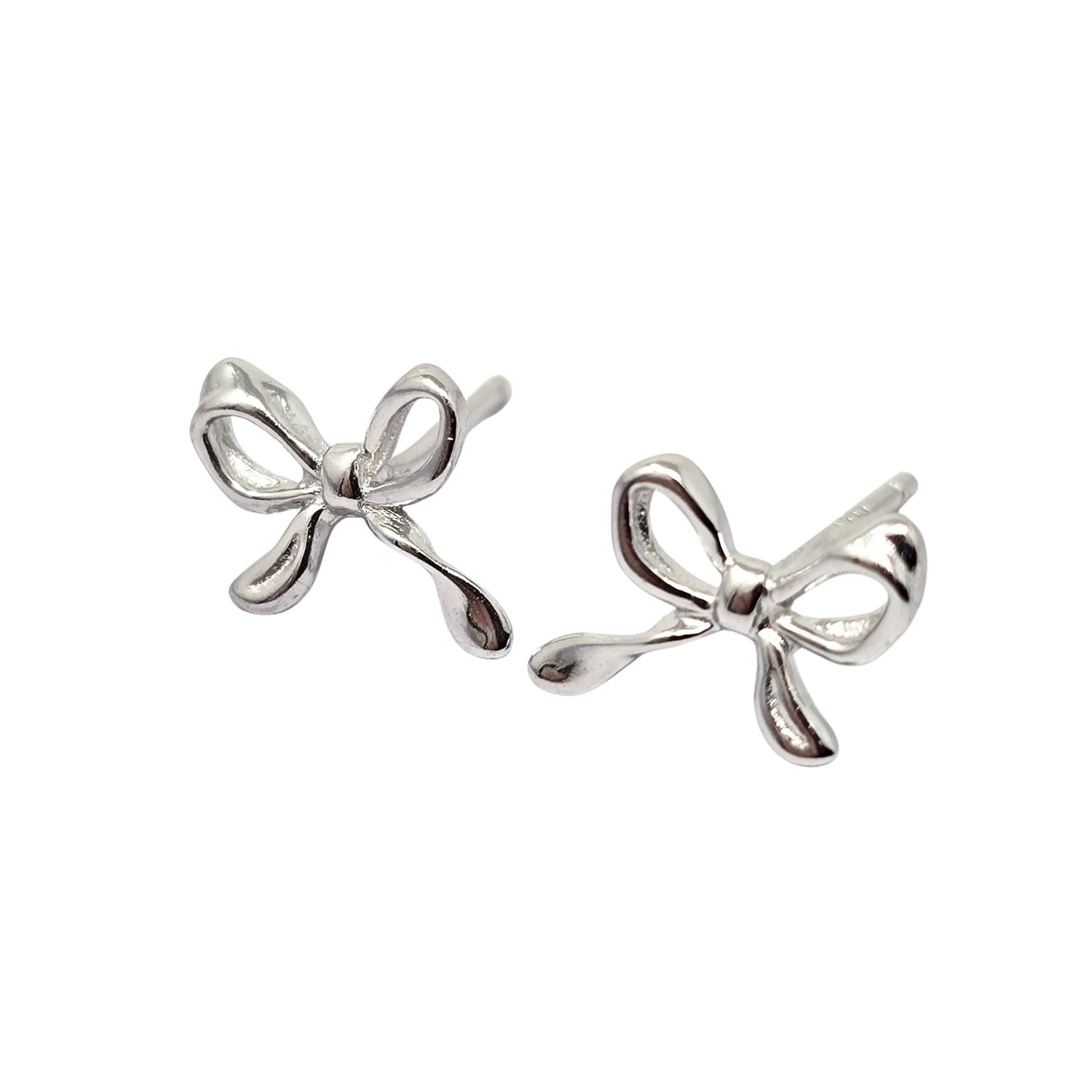 Silver Cute Bow Tie Bowknot Silver Everyday Stud Earrings, Image 1 of 2