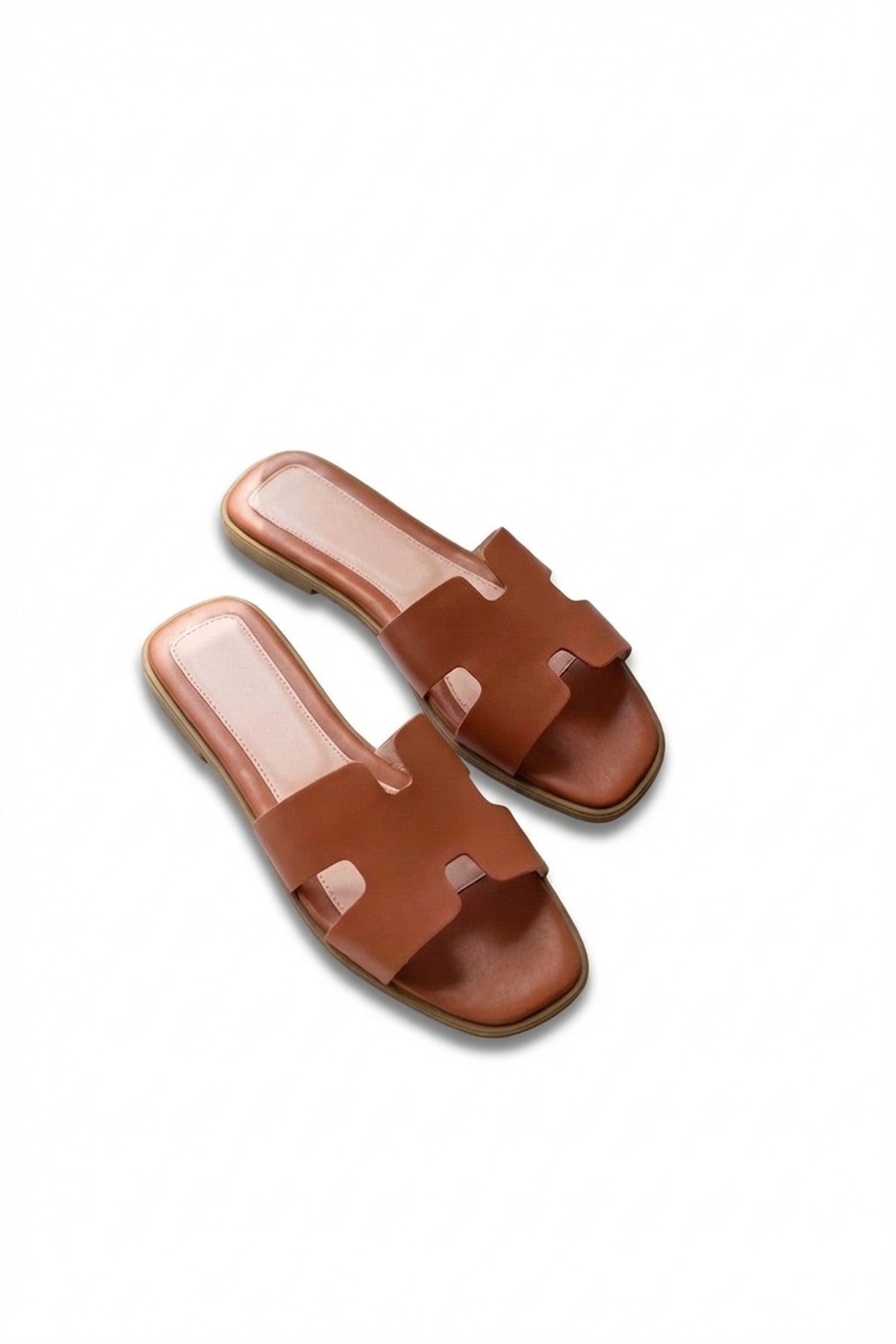 Tan iKrush Tan Aria Womens H-Strap Flat Slide Sandals, Image 6 of 8