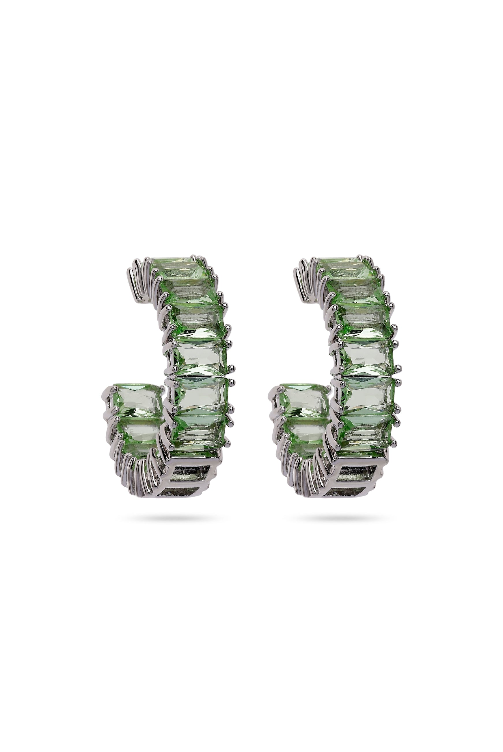 Green Light Green C-Shaped Dainty Hoops