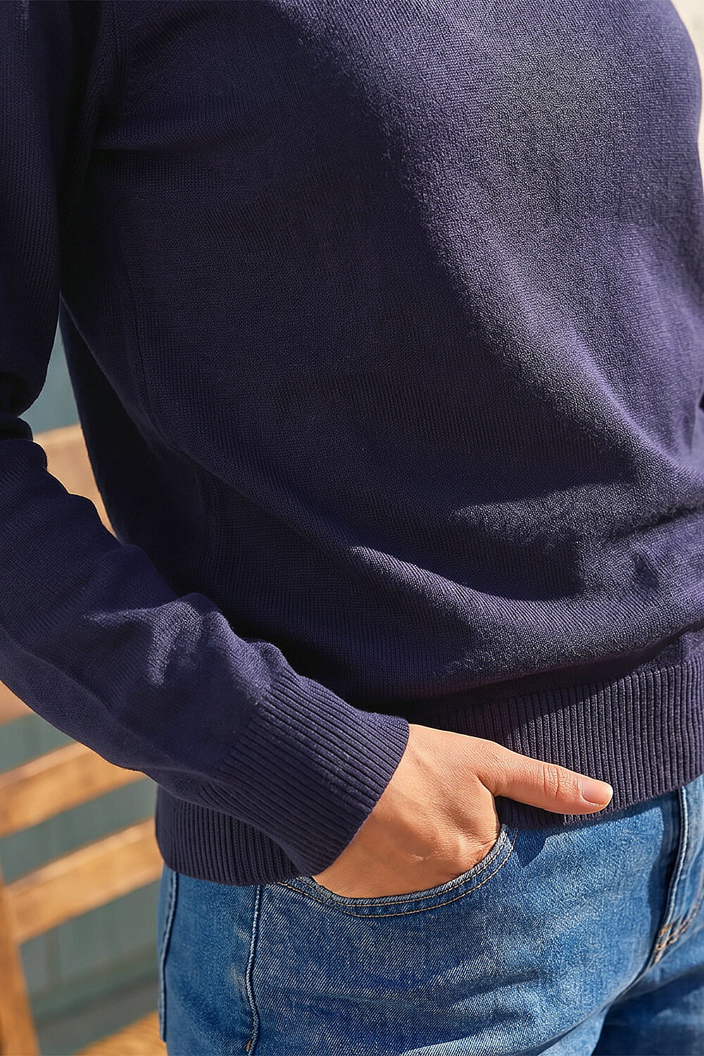 Navy Petite Classic Crew Neck Jumper, Image 5 of 4