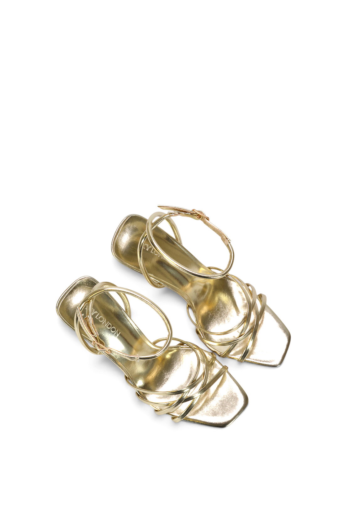 Gold 'Ottoline' Strappy Stiletto Heeled Sandals With Ankle Strap, Image 6 of 6