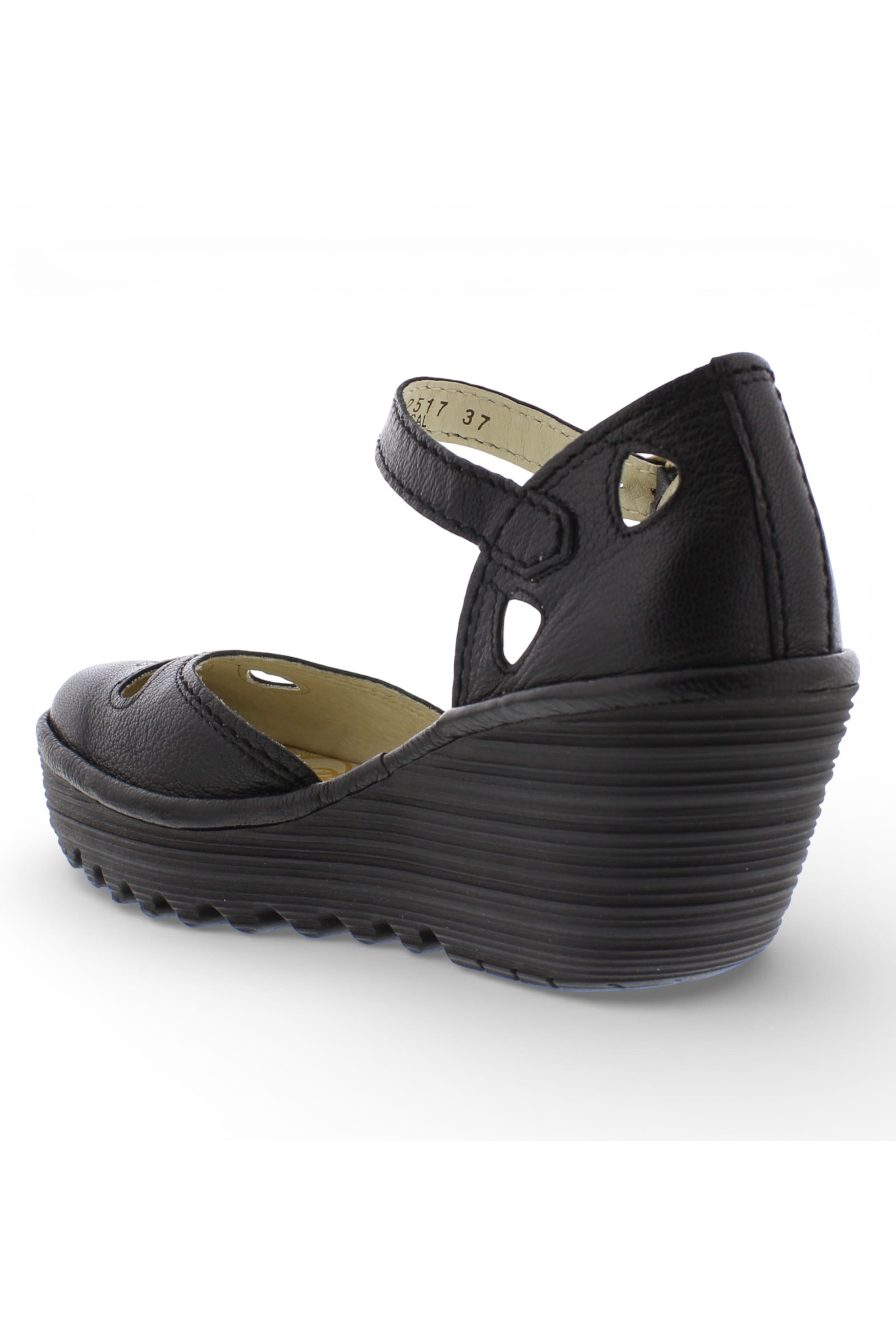 Black Womens Contemporary Wedge Sandals -Yuna, Image 2 of 4