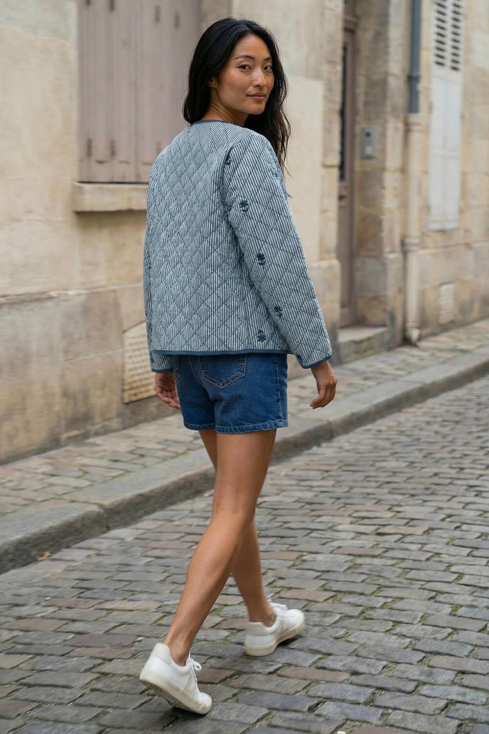 Navy Petite Quilted Padded Jacket, Image 4 of 4