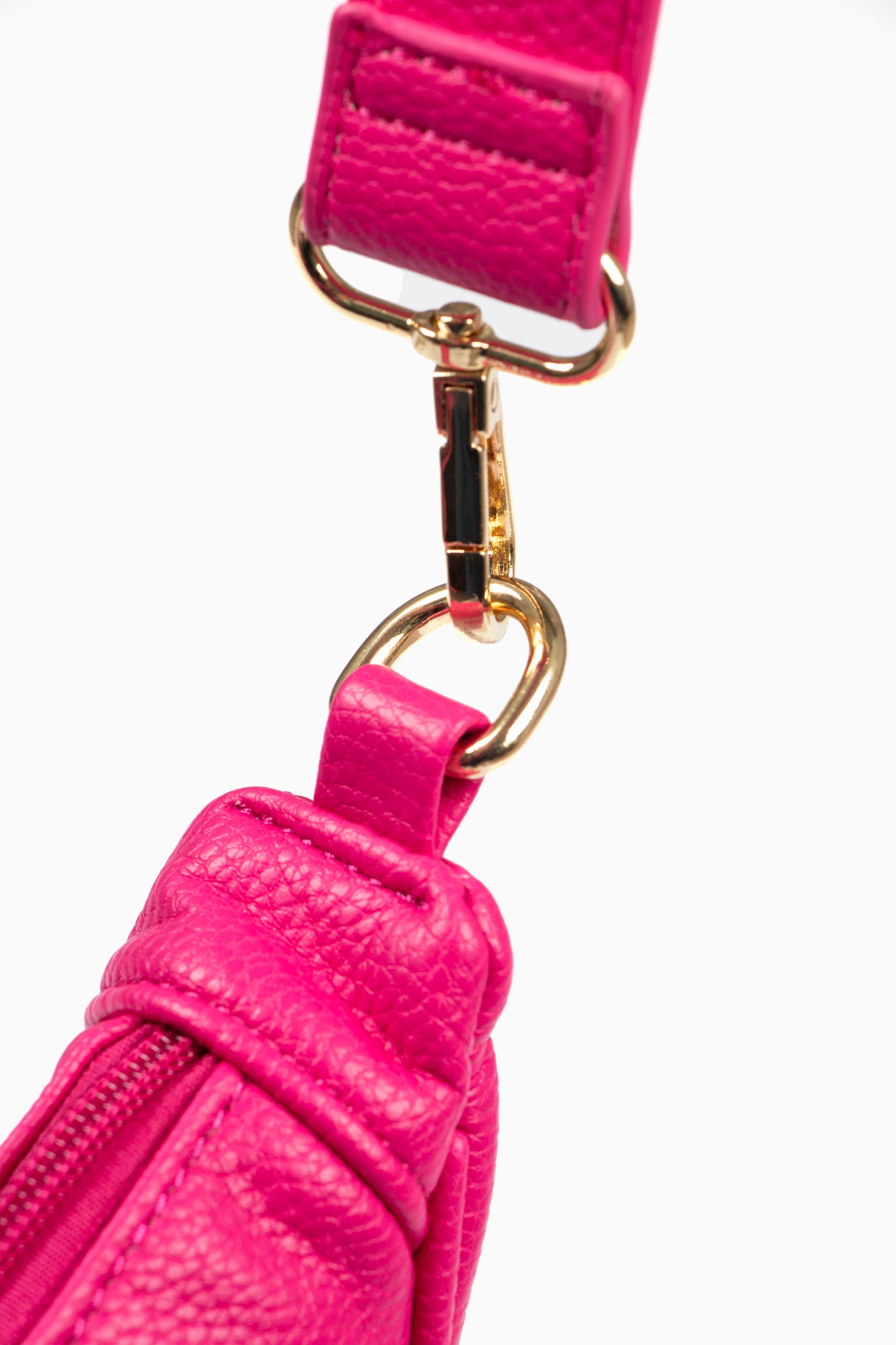 Pink Faux Leather Half Moon Crossbody Bag, Image 4 of 5