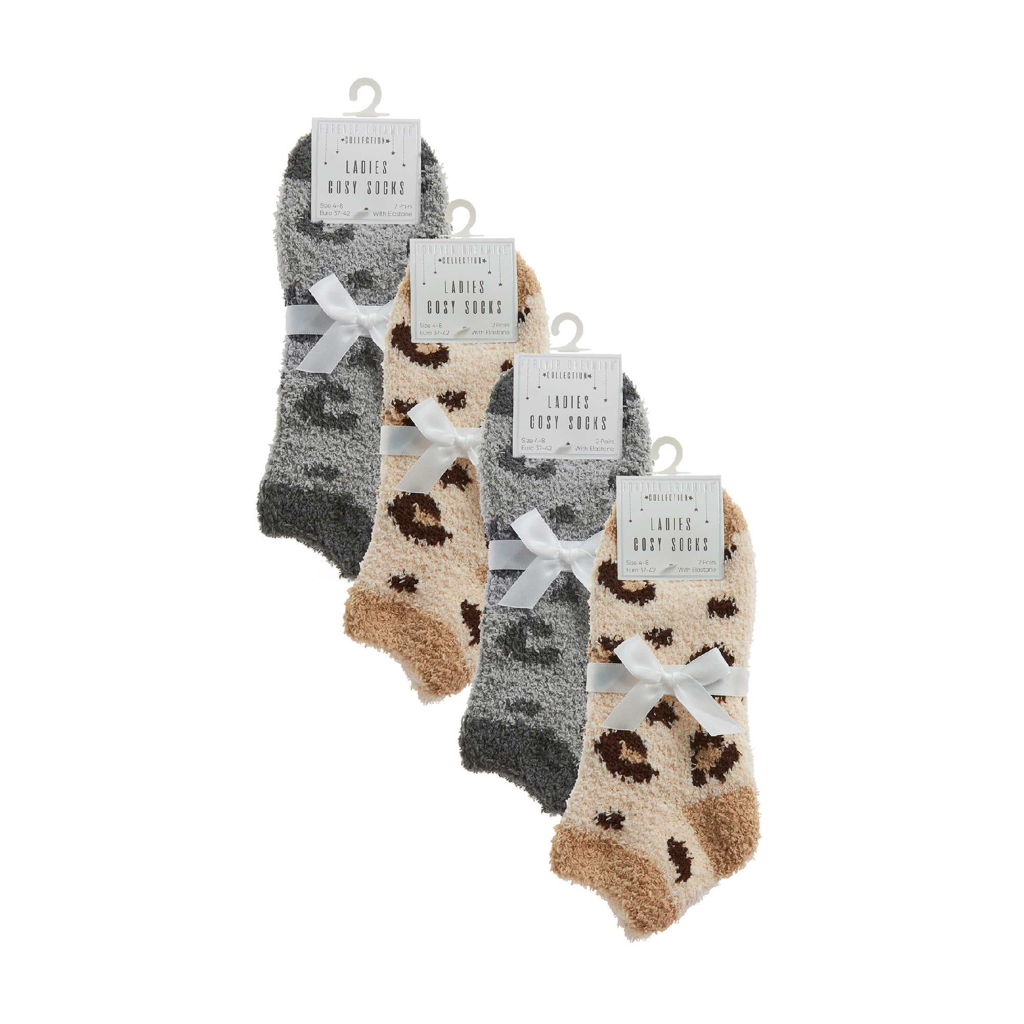 Multi 8 Pack Ladies Animal Print Low Cut Cosy Socks, Image 3 of 3