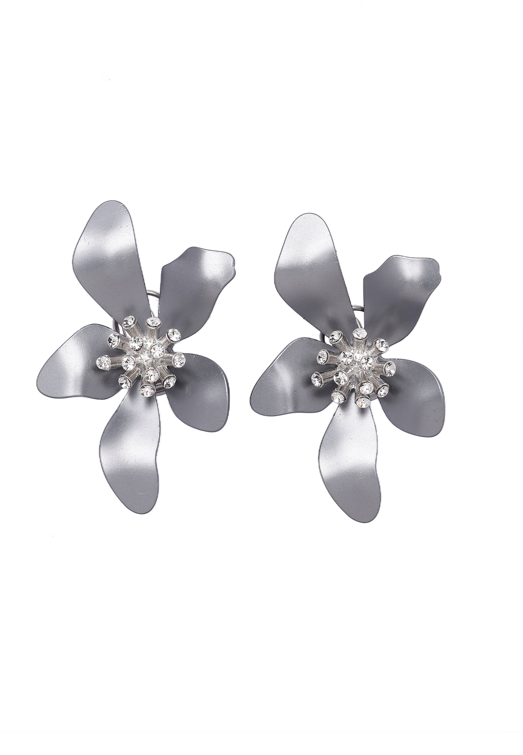 Pewter AVANT-GARDE PARIS Pewter Floral Stud Earrings, Image 1 of 5