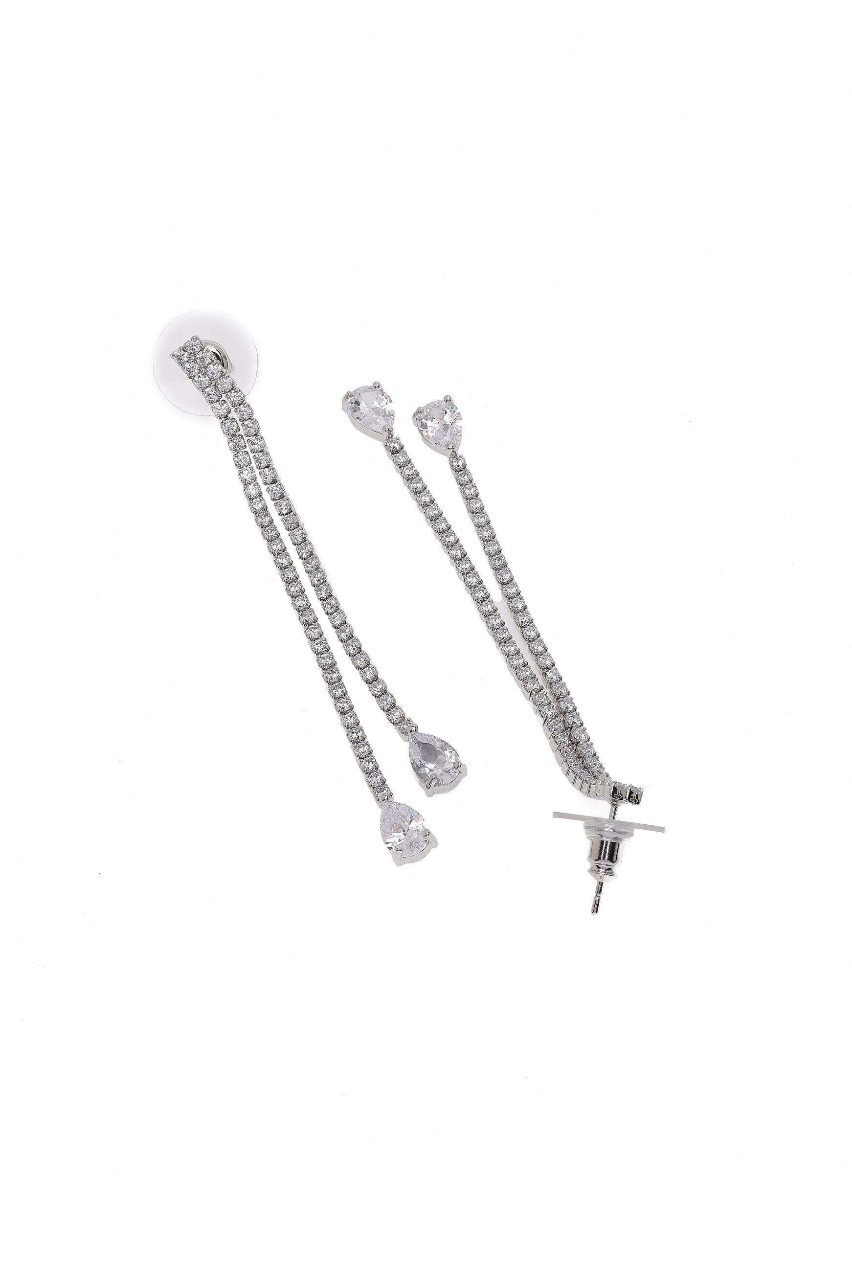 Silver Silver Double Long Earrings, Image 3 of 4