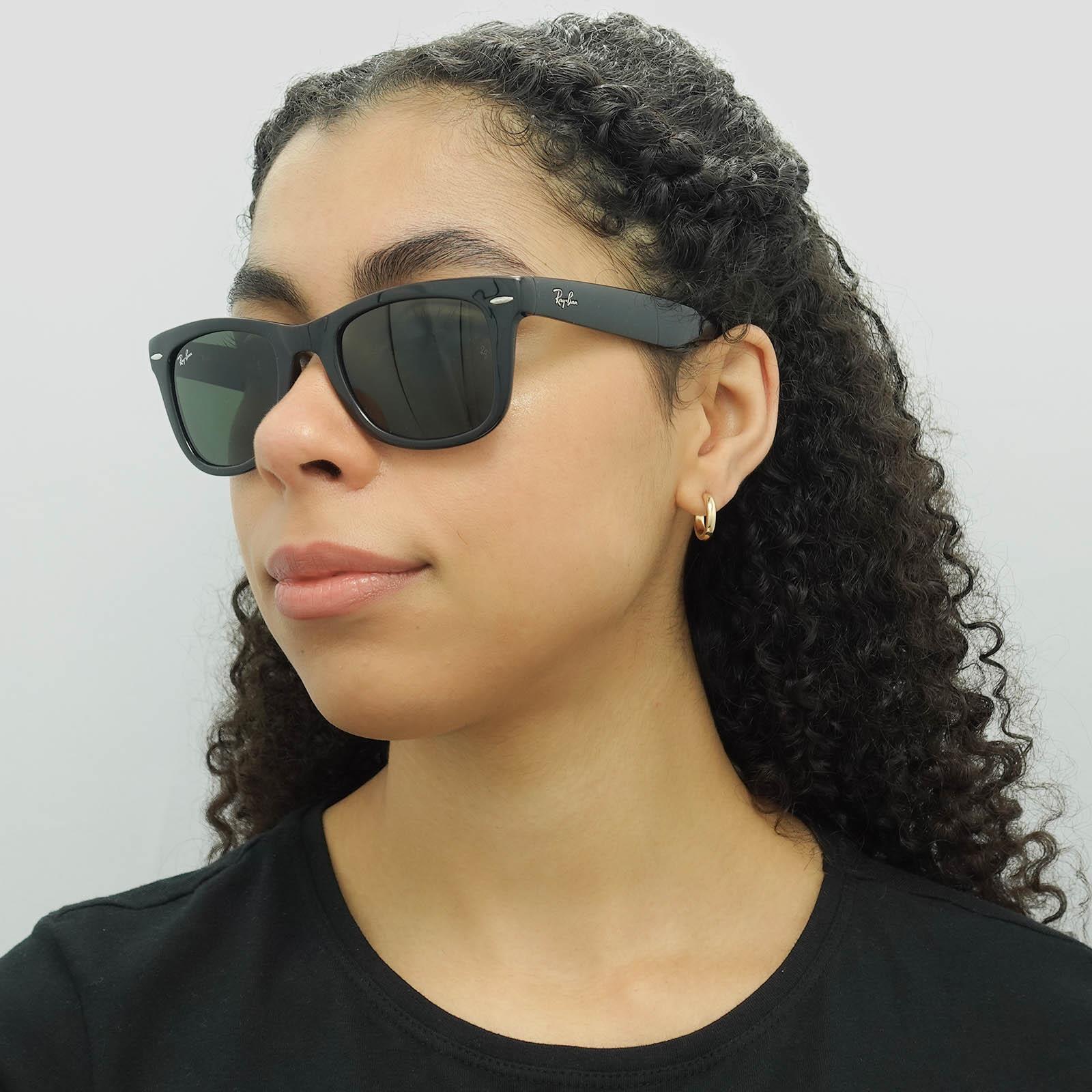 Black Rectangle Black Green Folding Wayfarer 4105 Sunglasses, Image 6 of 6