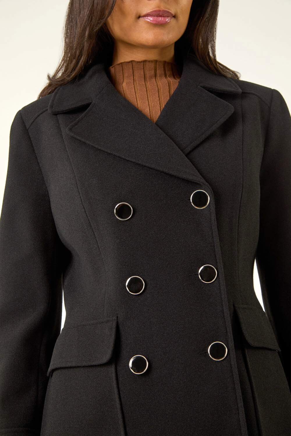Black Double Breasted Smart Coat , Image 6 of 5