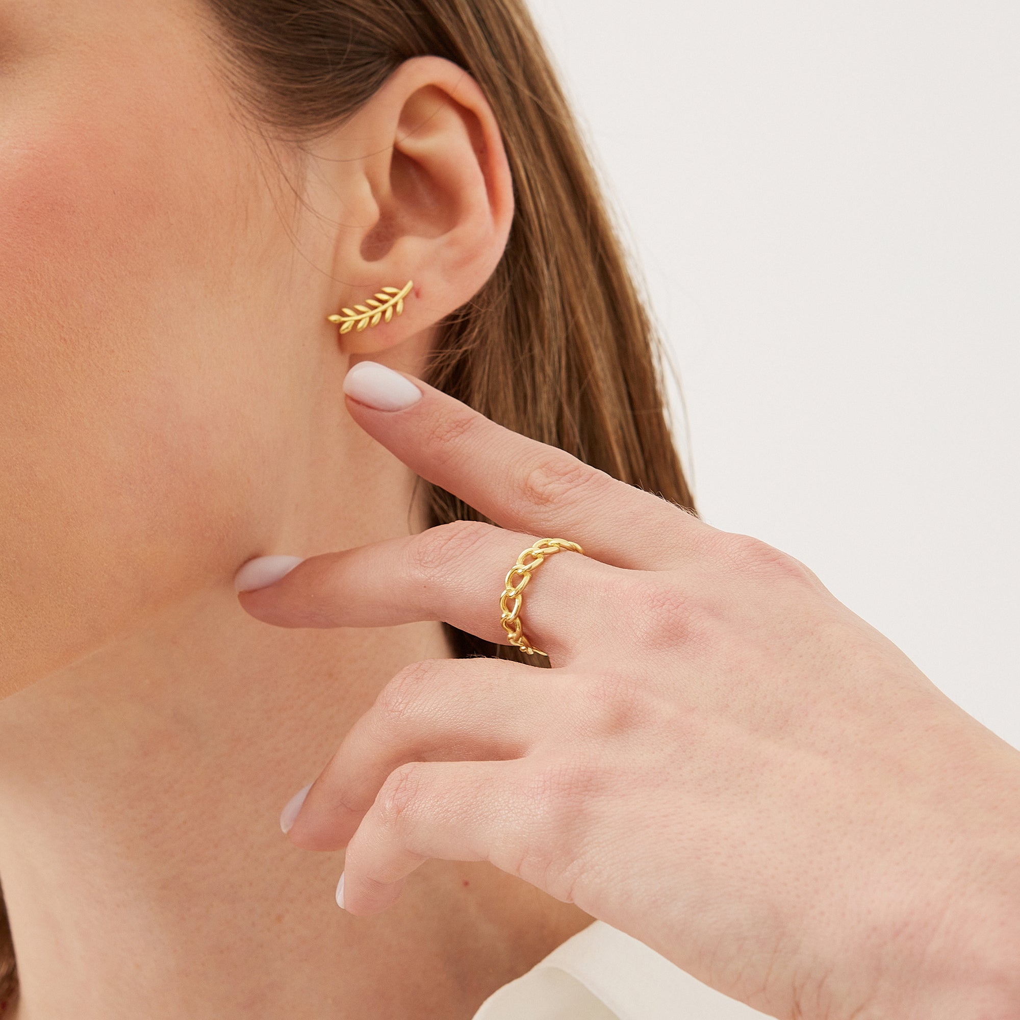 Gold Wheat Earrings Ear Of Wheat Sterling Silver Stud Earring, Image 3 of 3