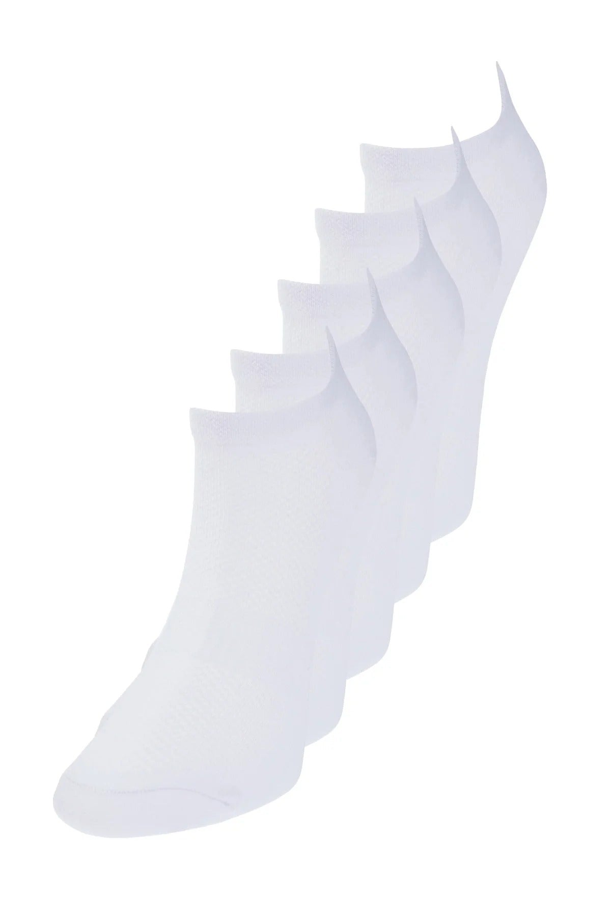 White 5 Pack Cotton Knit Sports Ankle Socks, Image 2 of 4