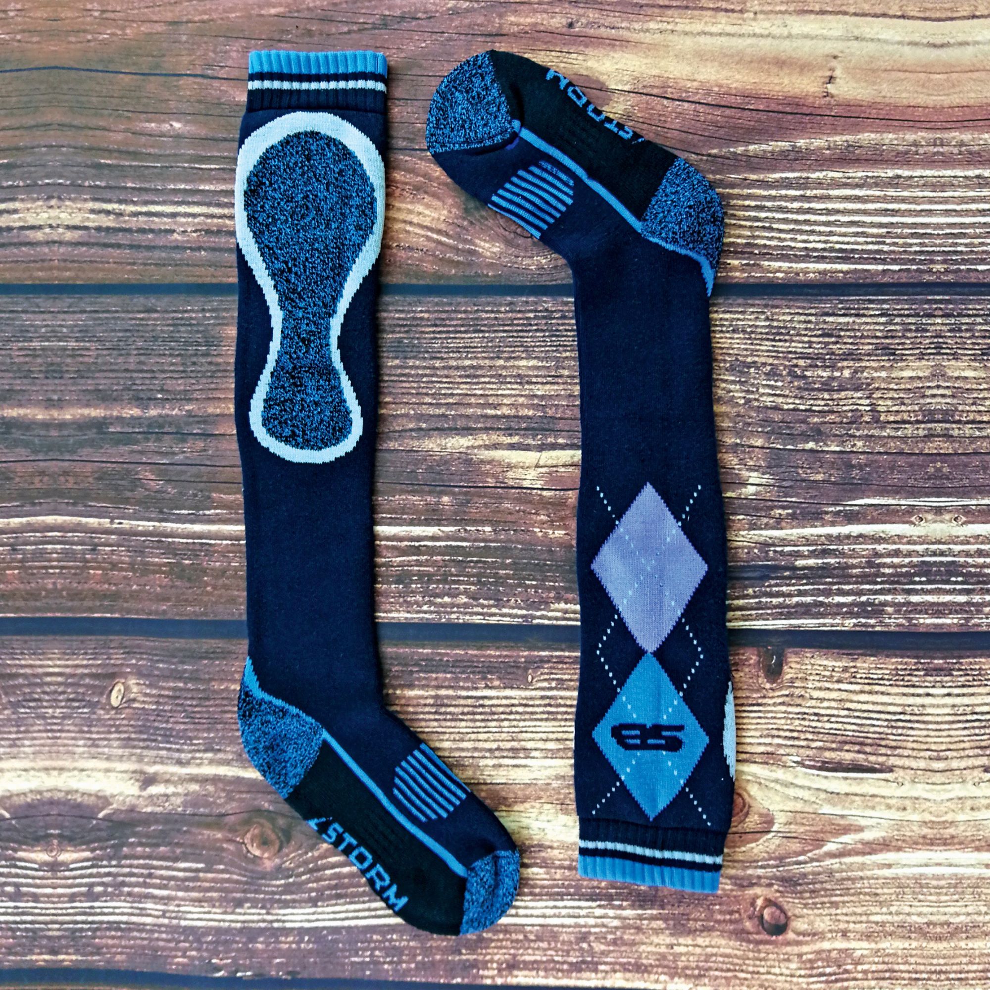 Blue 1 Pack Long Knee High Cotton Equestrian Socks, Image 3 of 5
