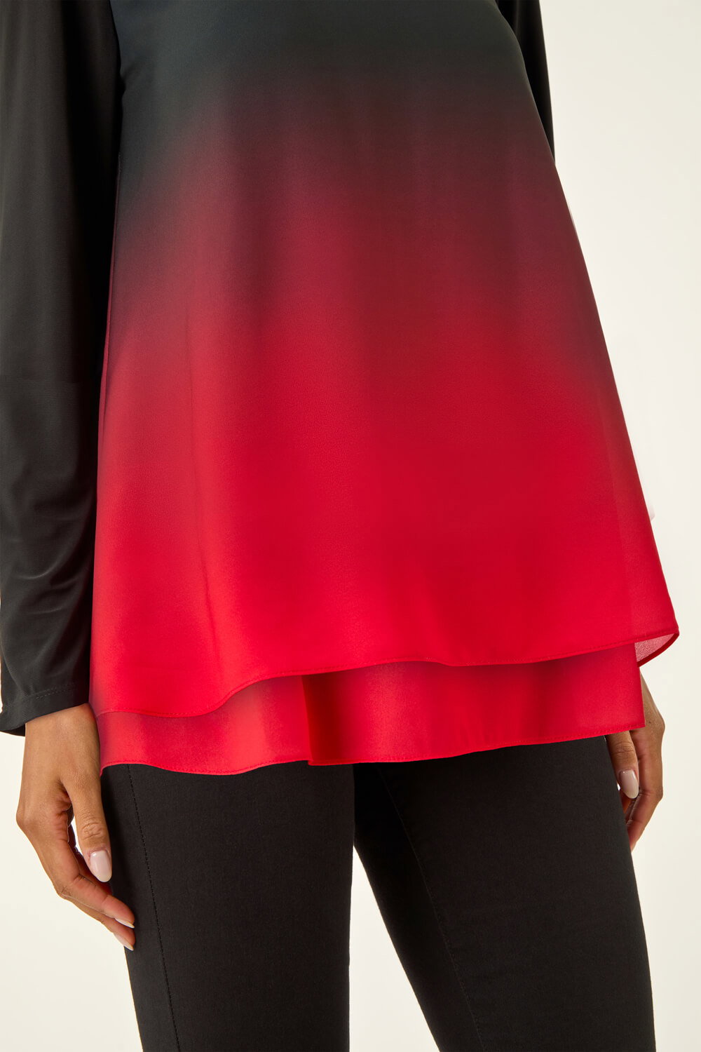 Red Ombre Chiffon Overlay Top, Image 6 of 5