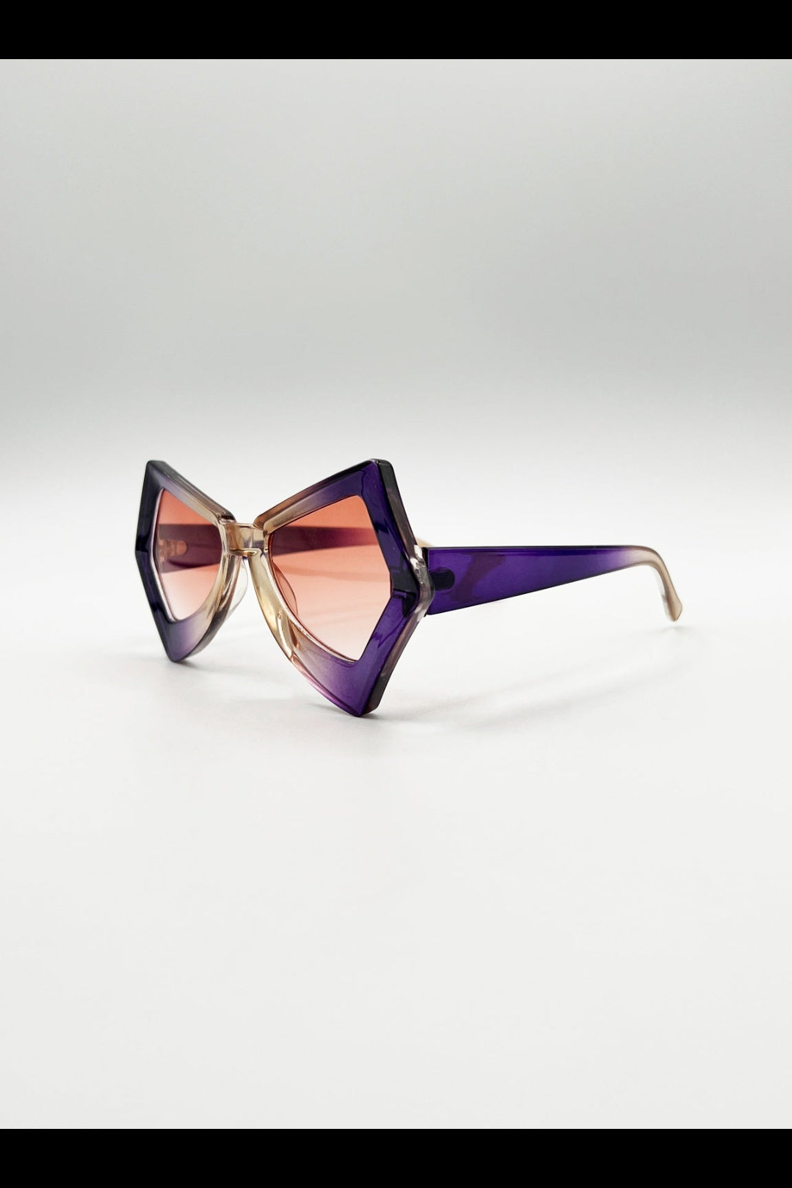 Purple 2 Tone Angular Sunglasses in Purple, Image 3 of 6