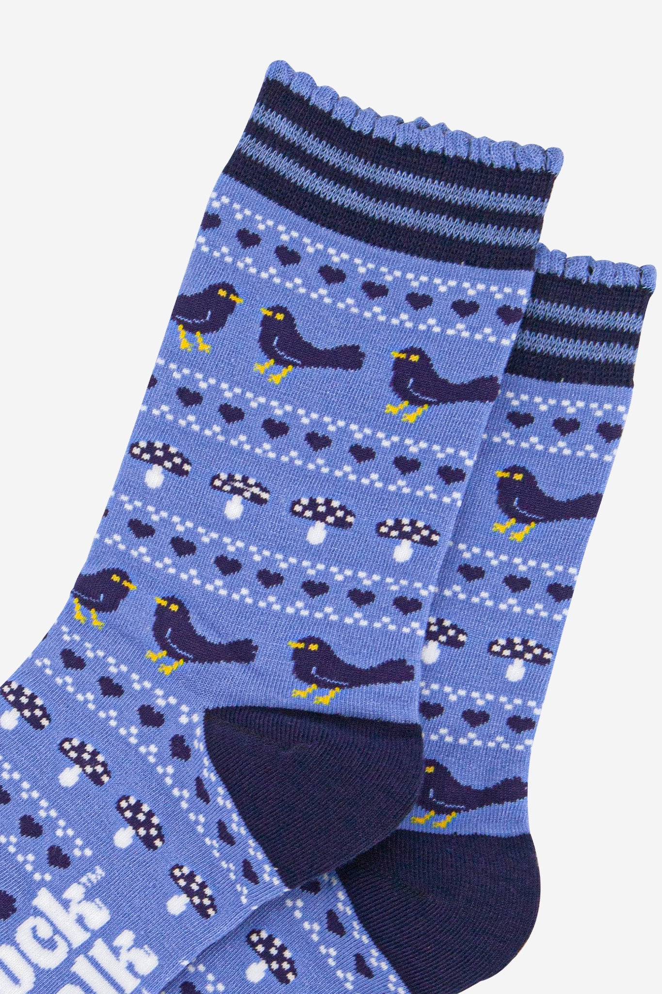 Blue Fair Isle Blackbirds Bamboo Socks - Blue, Image 3 of 4
