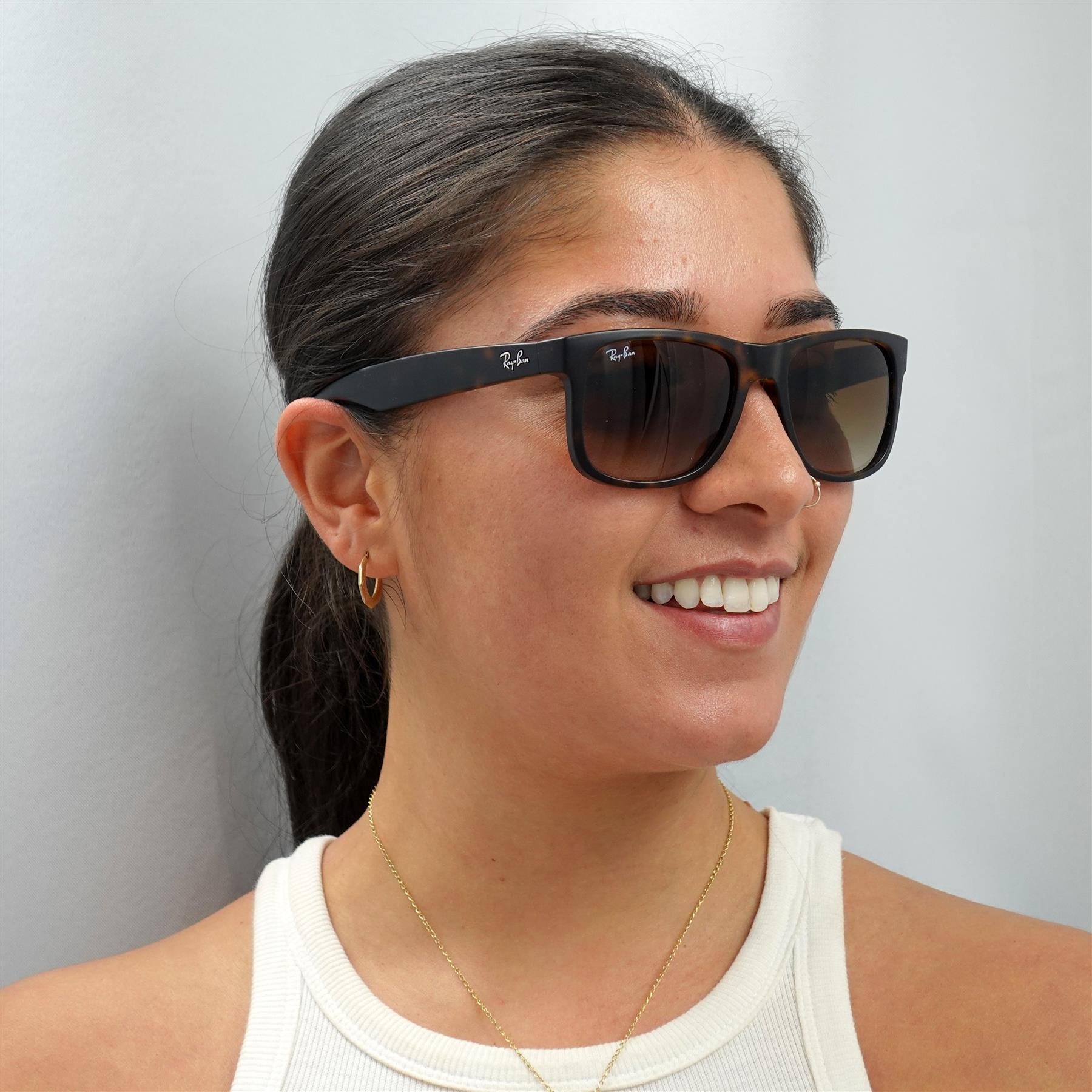 Brown Ray-Ban Brown Rectangle Rubber Light Havana Brown Gradient Sunglasses, Image 5 of 6