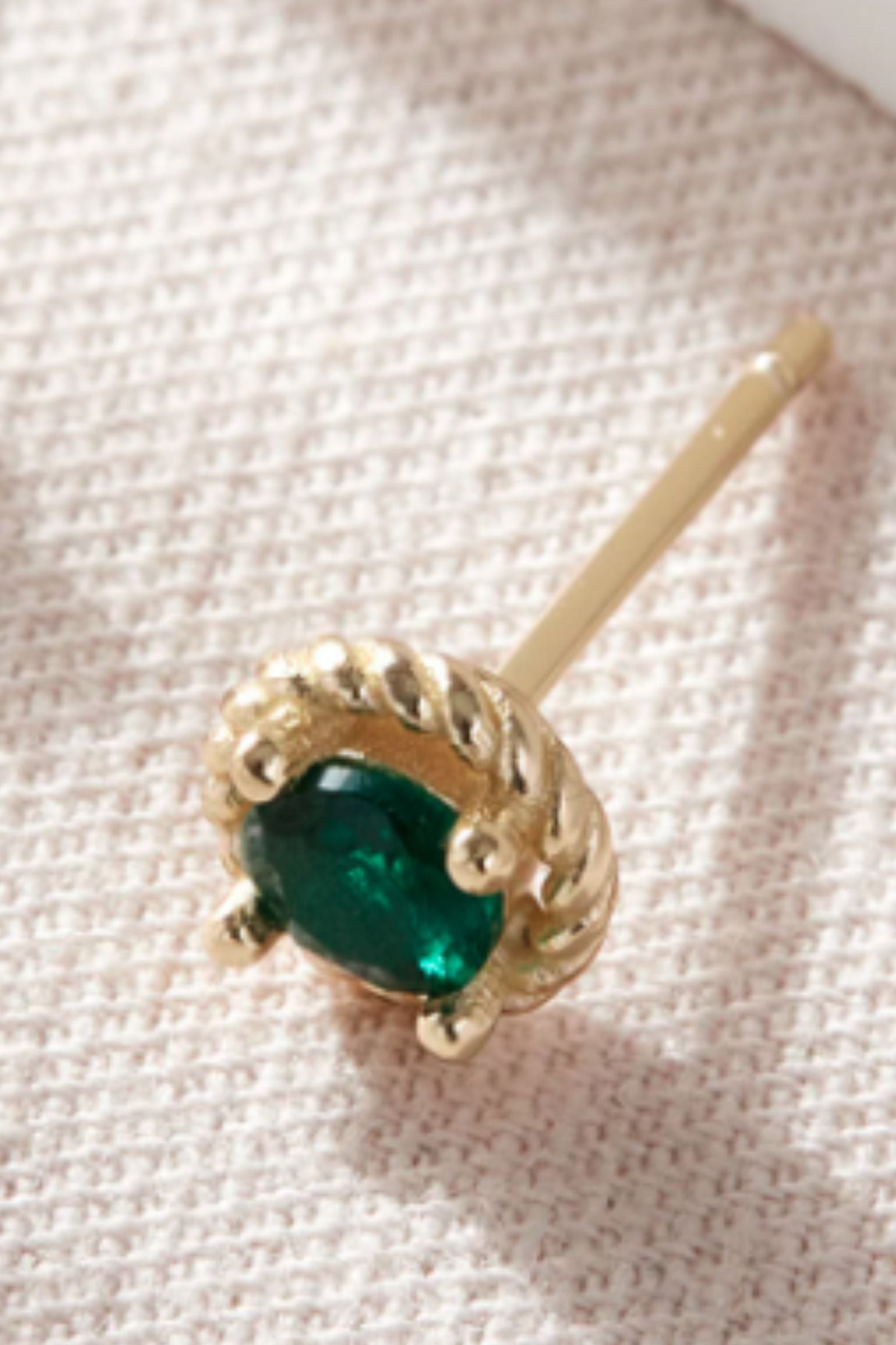 Green Gold Round Emerald Green CZ Studs, Image 3 of 3